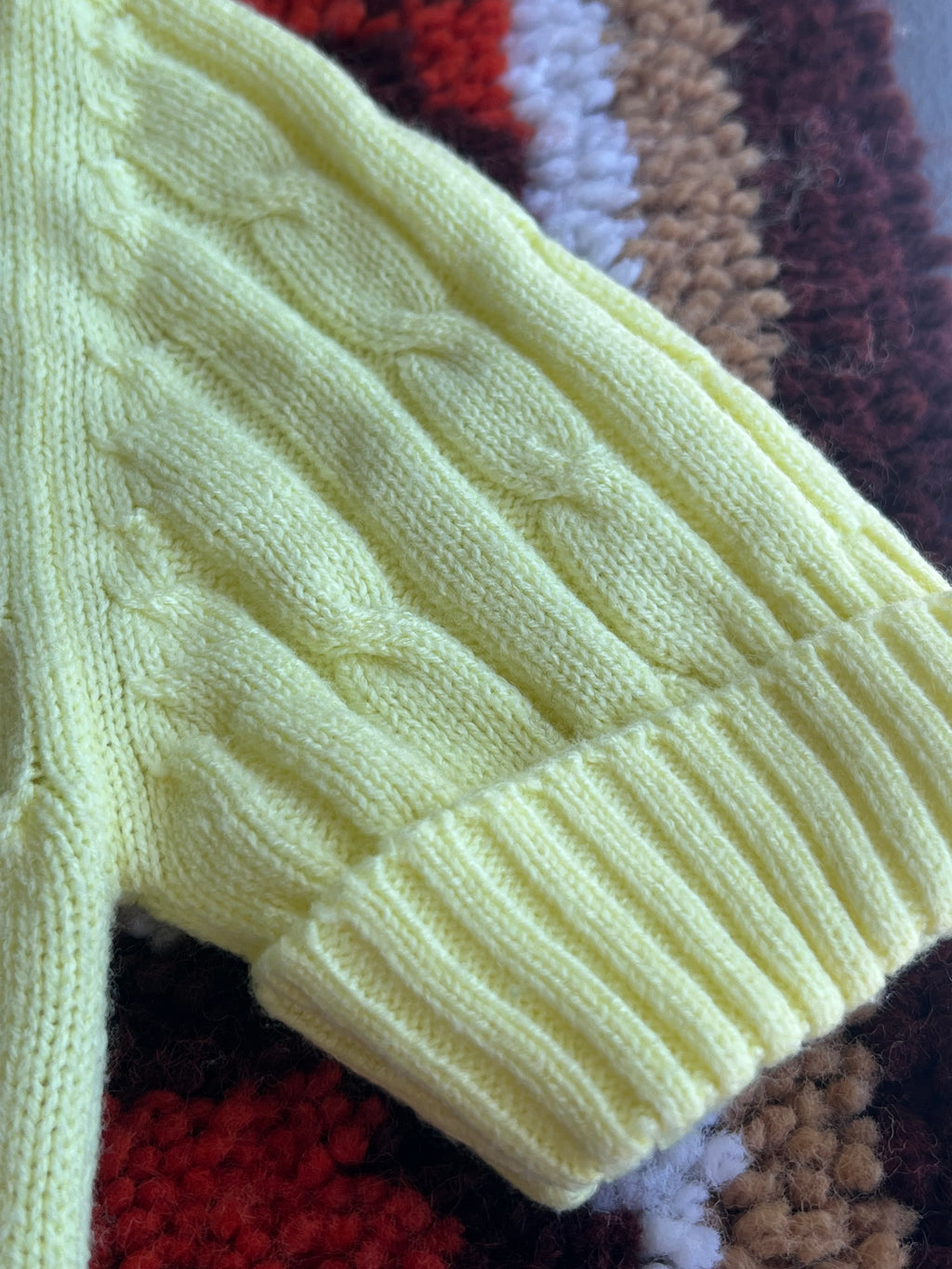 Vintage 1970s Best Quality Knit Yellow Cropped Button-Up Size S