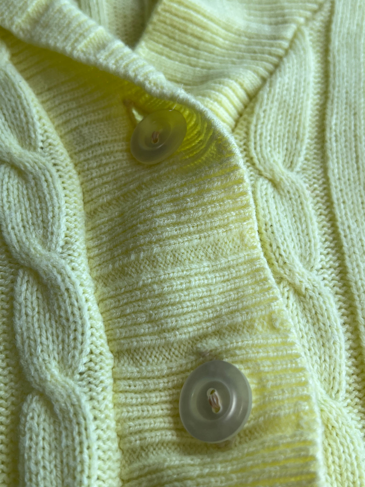 Vintage 1970s Best Quality Knit Yellow Cropped Button-Up Size S