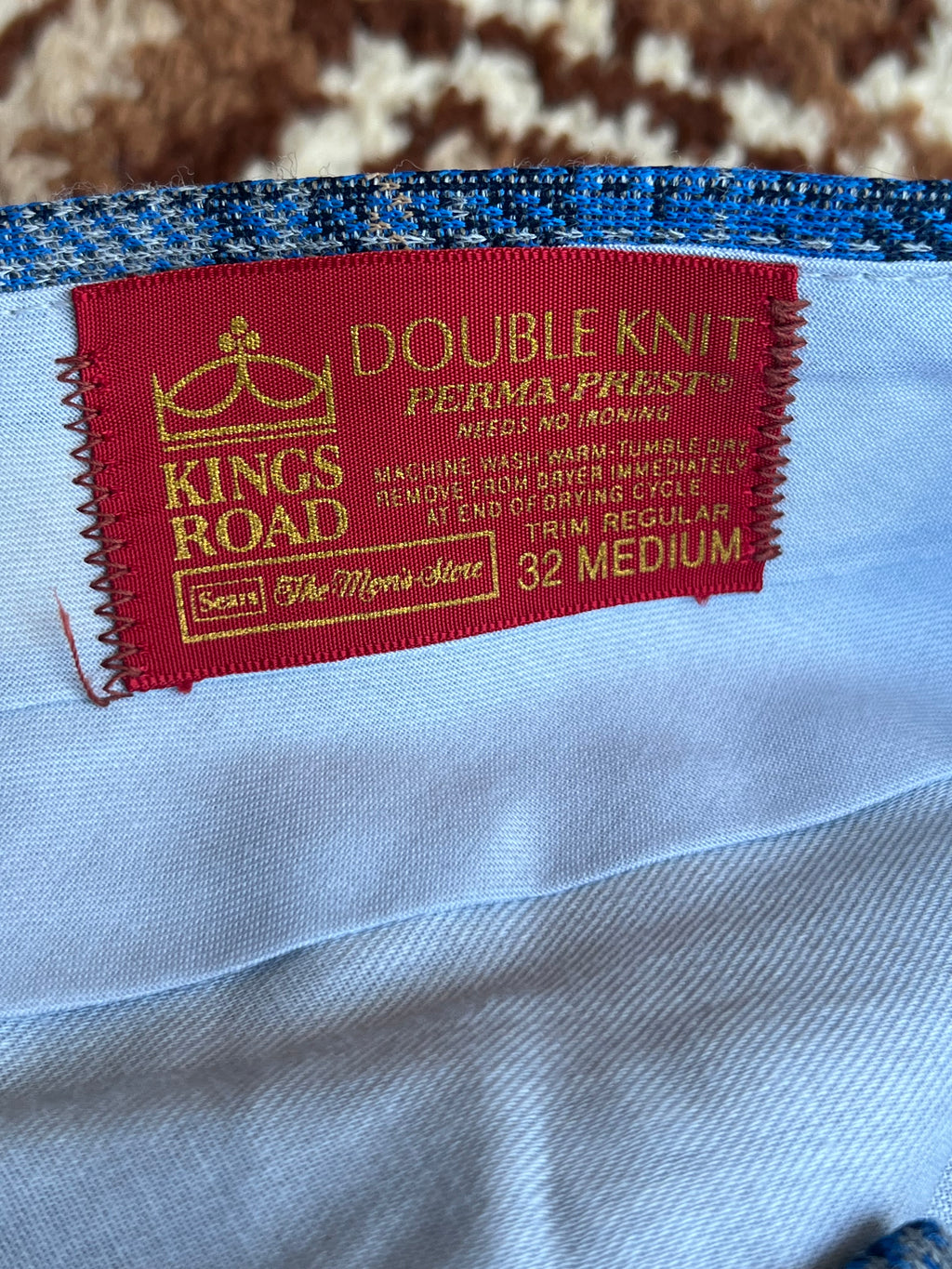 Vintage SEARS Blue Glen Plaid Pleated Slacks Size 32- MADE IN USA