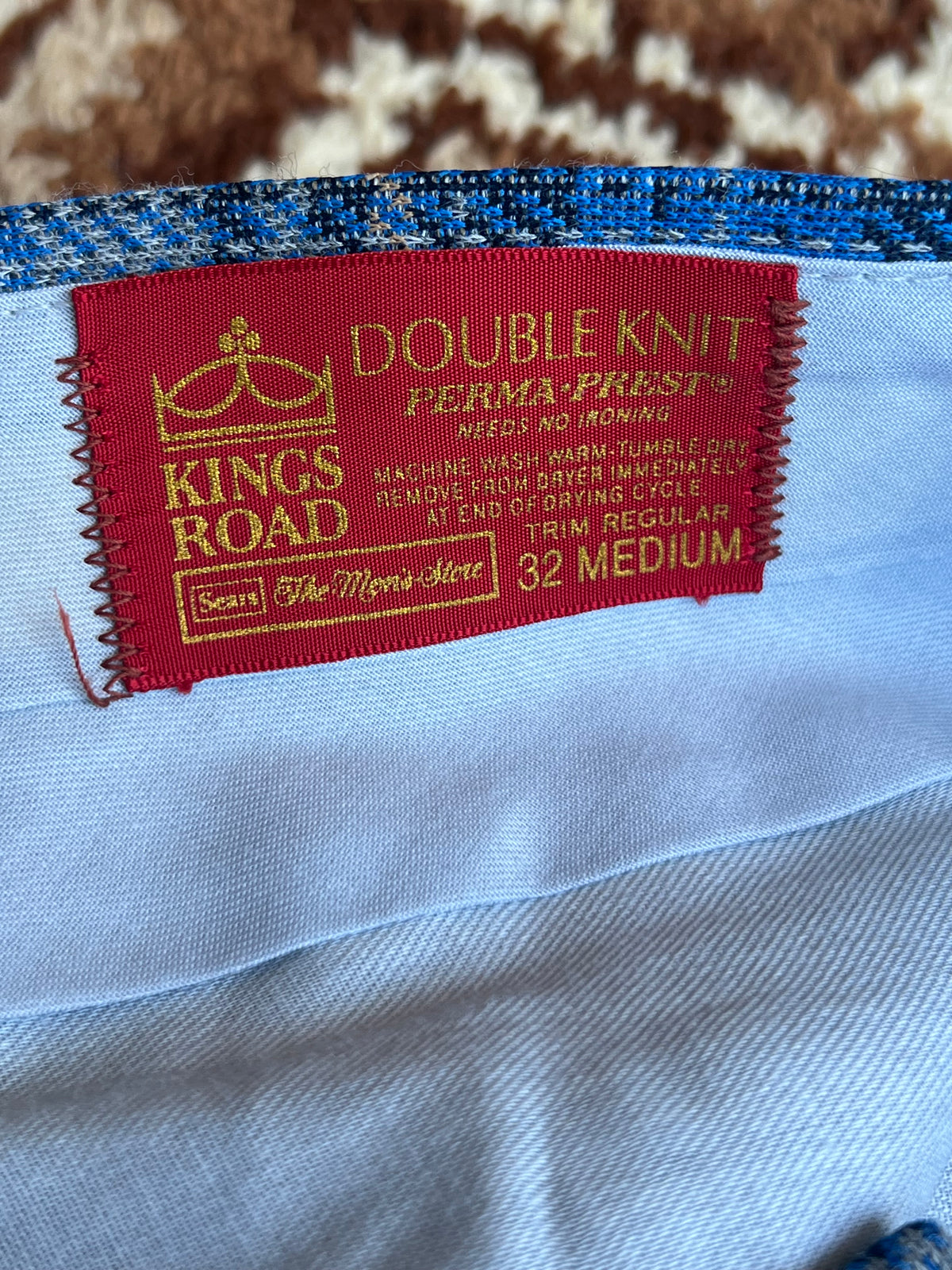 Vintage SEARS Blue Glen Plaid Pleated Slacks Size 32- MADE IN USA