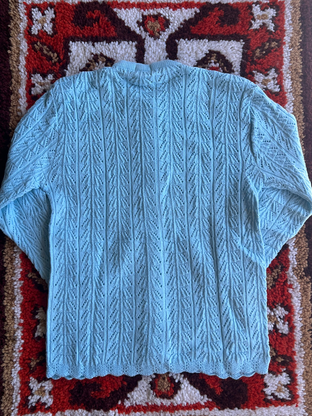 Vintage 1960s Wintuk Blue Acrylic Button-Up Sweater Size M-L- MADE IN USA