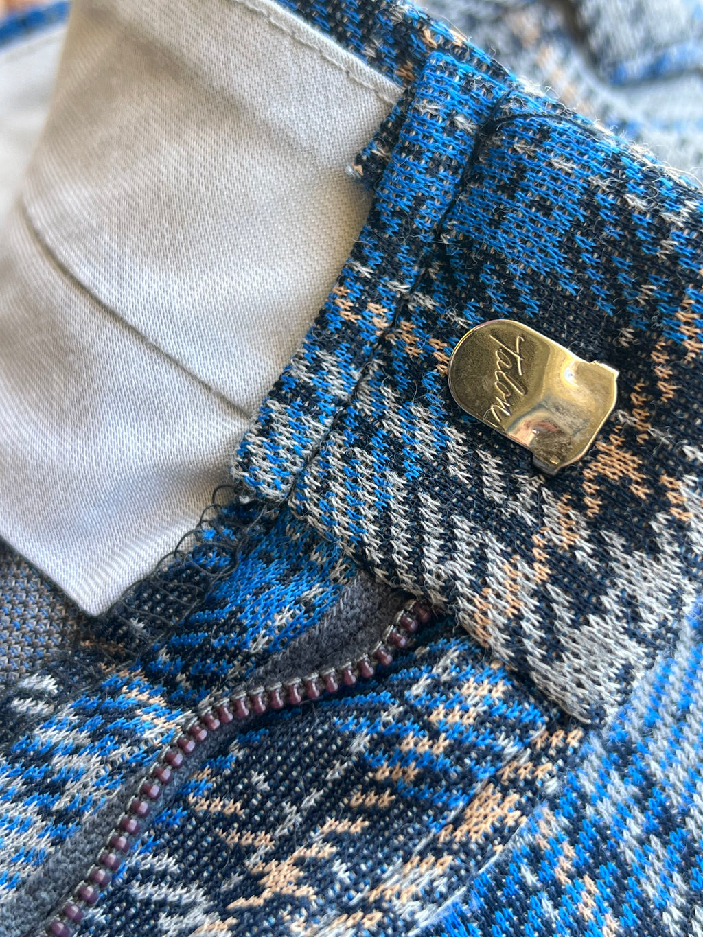 Vintage SEARS Blue Glen Plaid Pleated Slacks Size 32- MADE IN USA