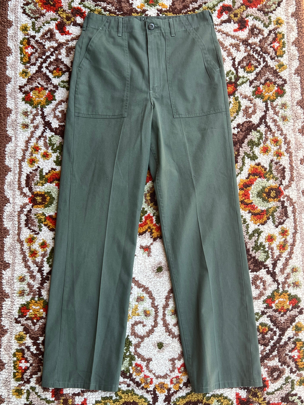 Vintage 1970s Green Pleated Cargo Pants Size 32- POST VIETNAM WAR