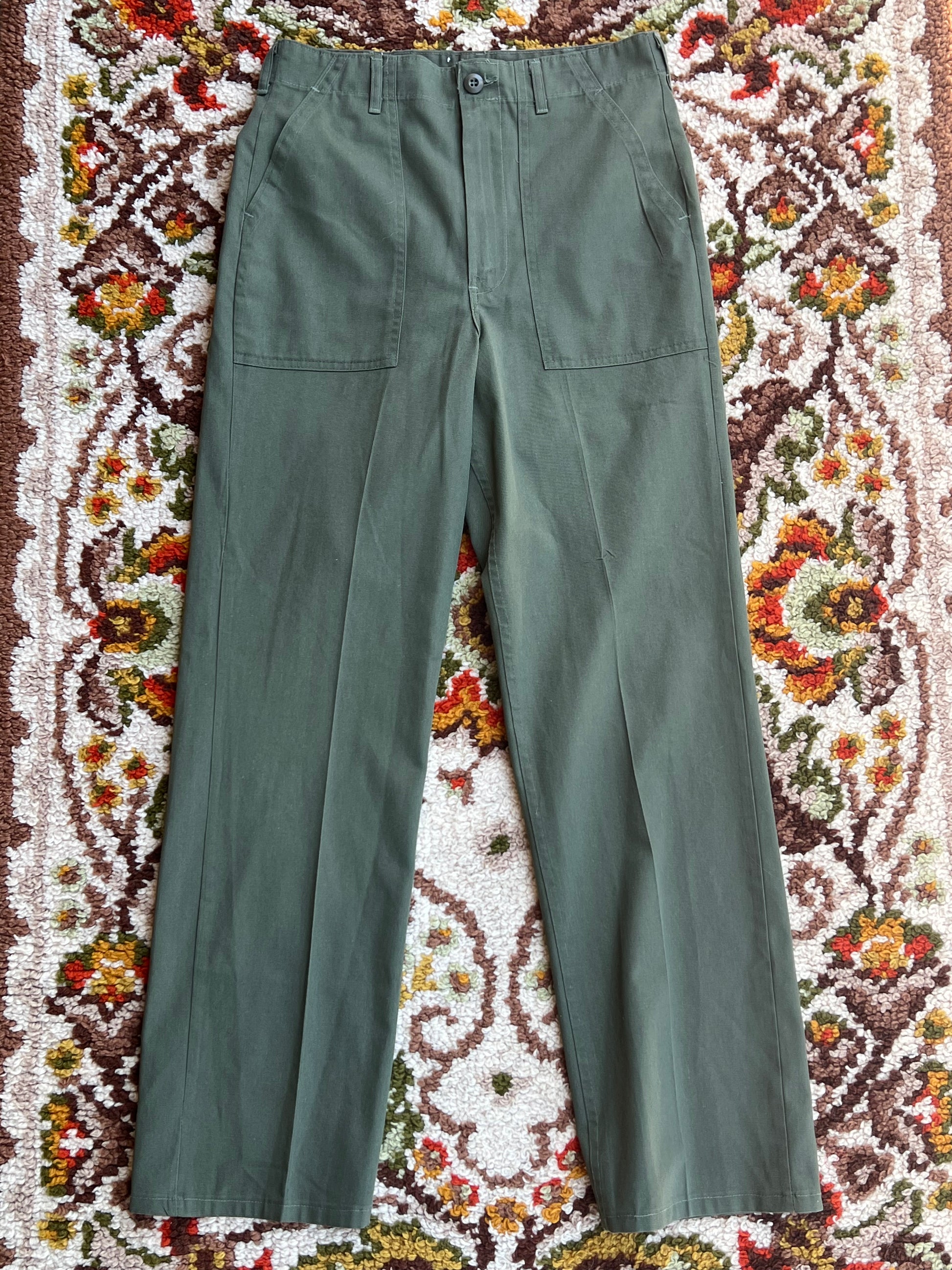 Vintage 1970s Green Pleated Cargo Pants Size 32- POST VIETNAM WAR