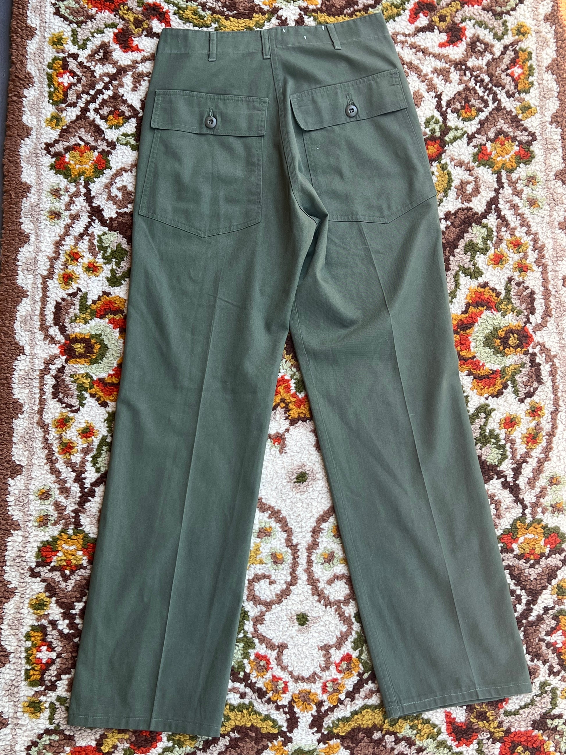 Vintage 1970s Green Pleated Cargo Pants Size 32- POST VIETNAM WAR
