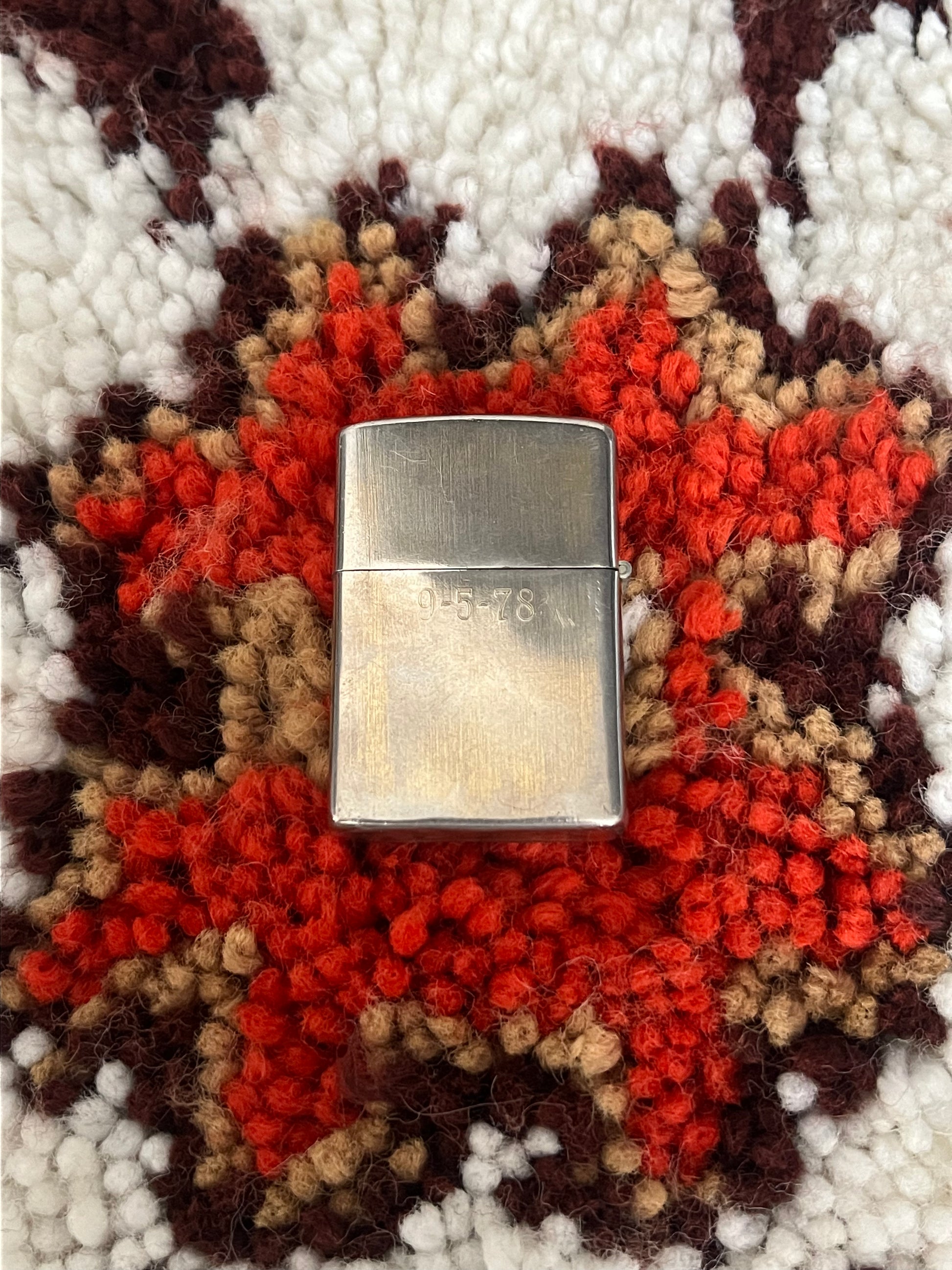 Vintage 1970s Zippo Lighter – Gold & Silver Diagonal Stripe, Engraved, Made in USA