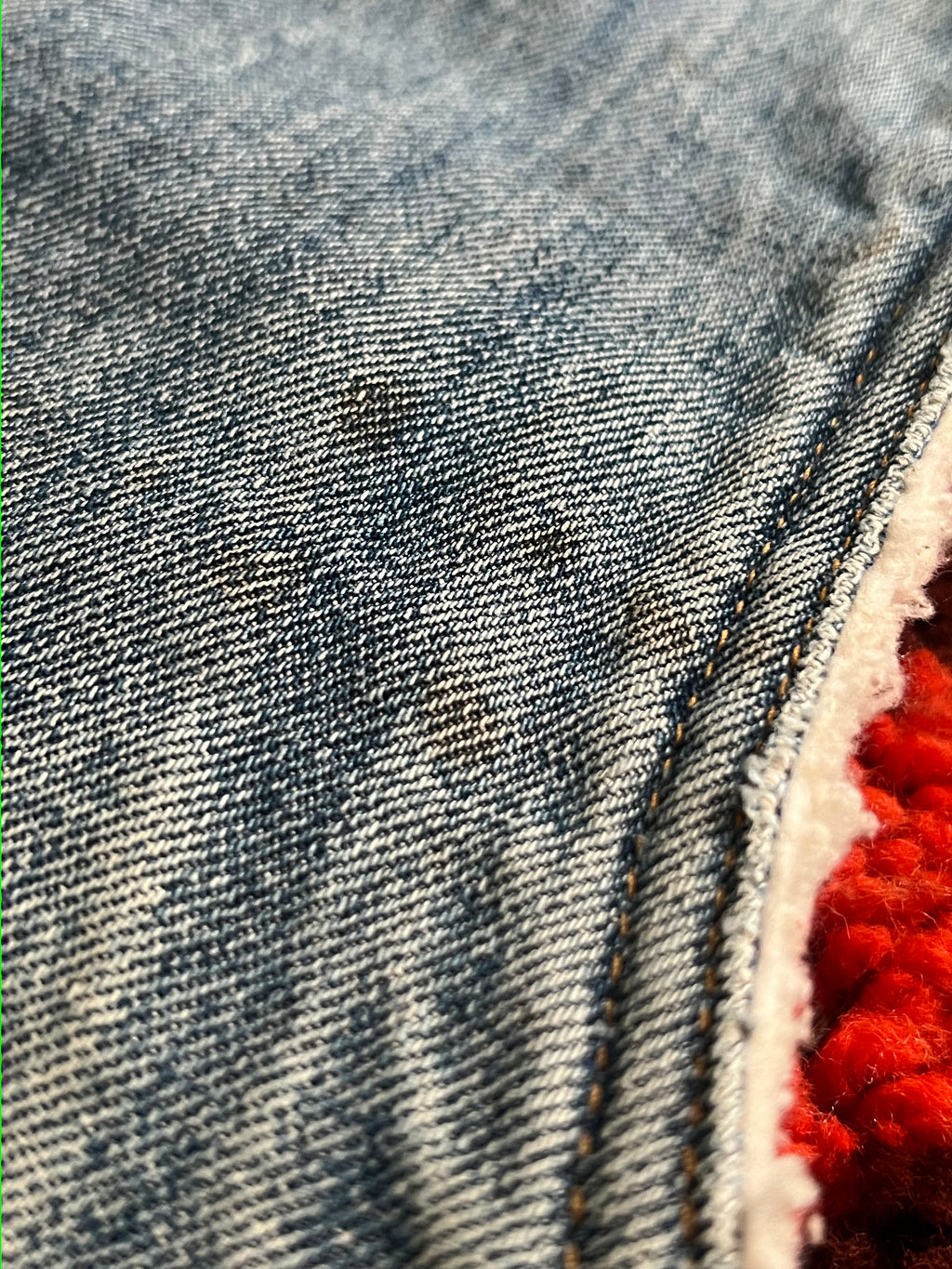 Vintage 1970s Levi's Light Wash Orange Tab Sherpa Lined Denim Vest Size L-MADE IN USA