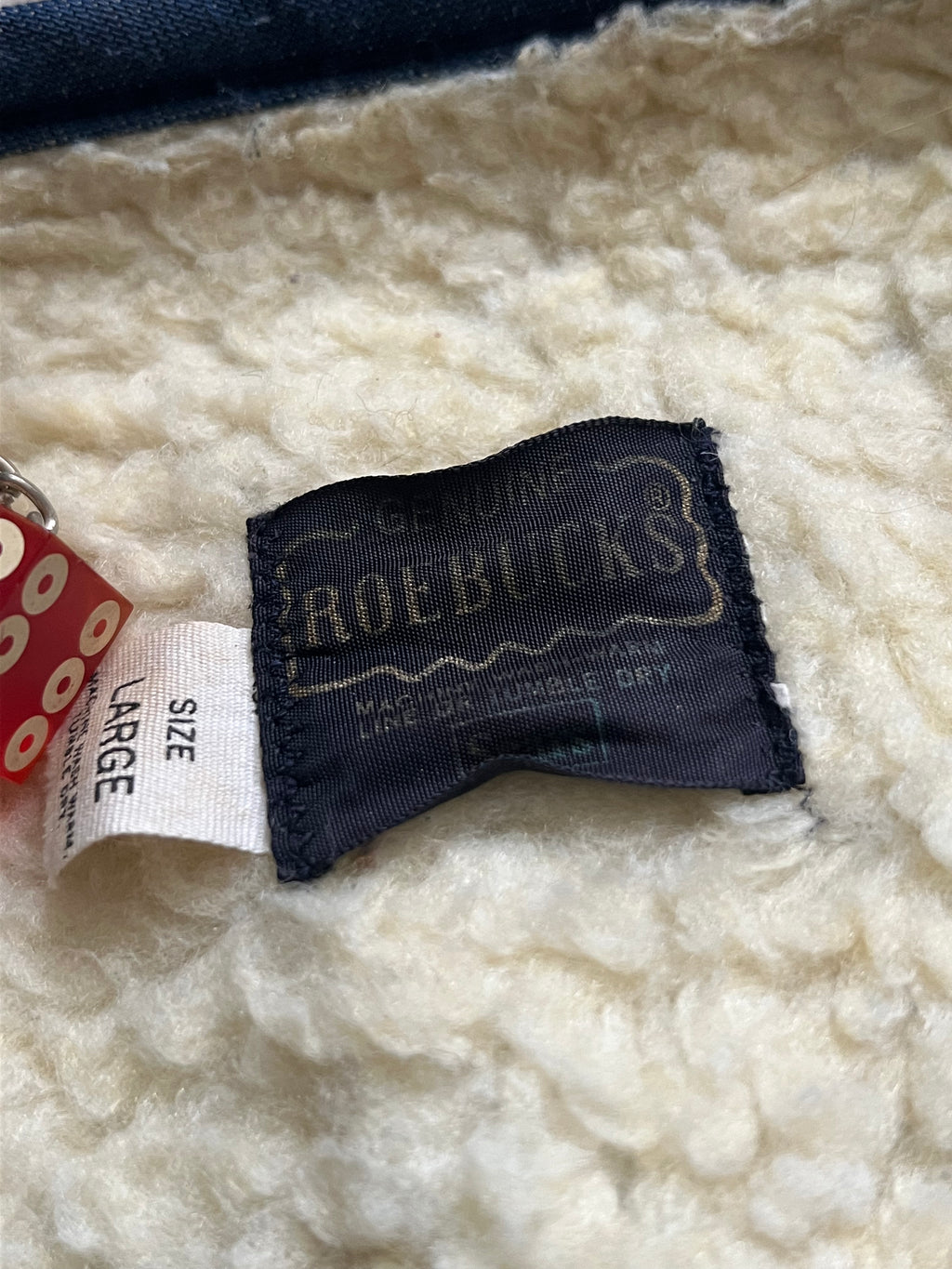 70's Vintage Sears Roebucks Dark Wash Denim Vest- Sherpa Lined, USA Made