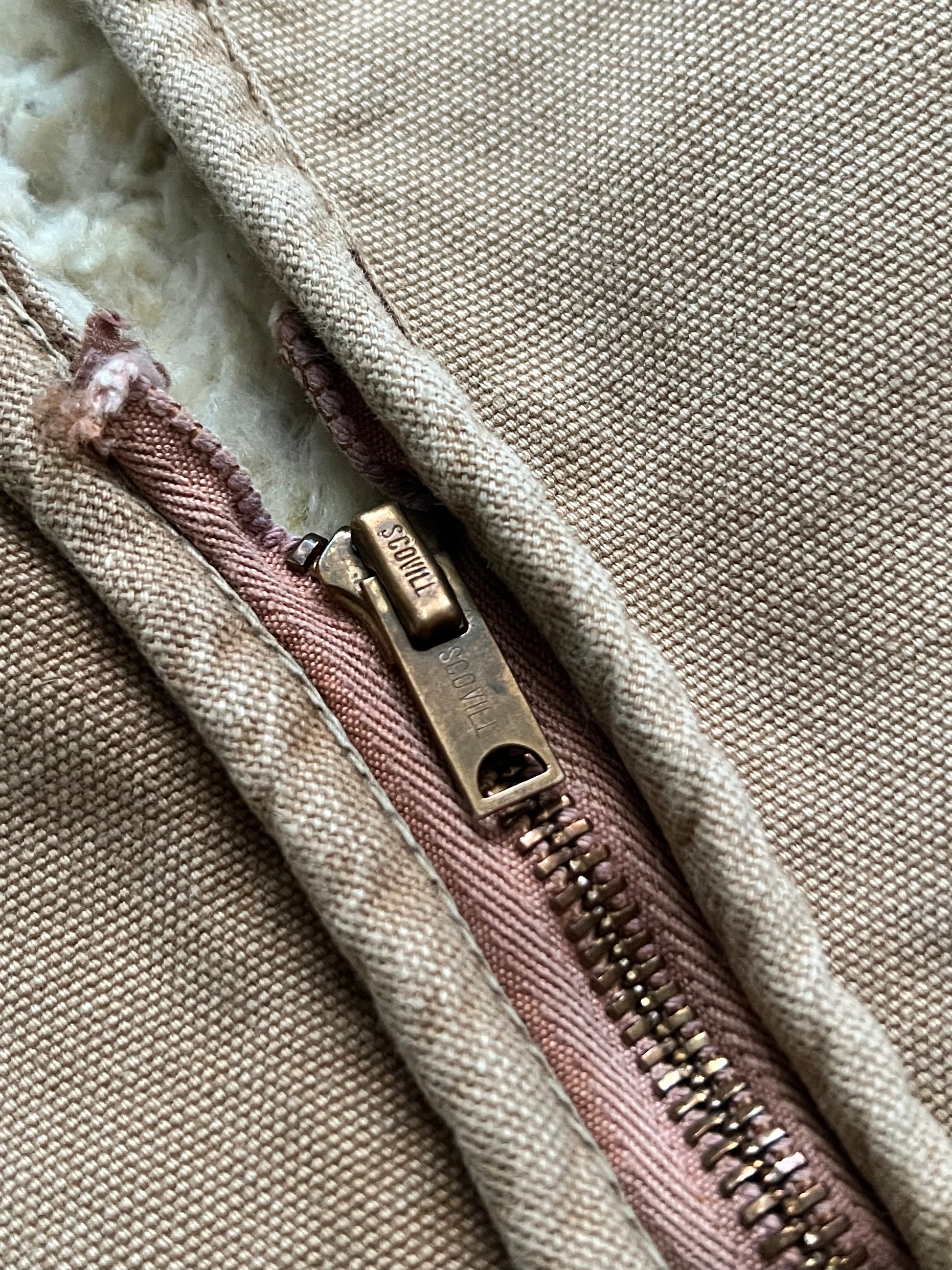 80's Vintage Carhartt Tan Canvas Vest- Sherpa Lined, USA Made
