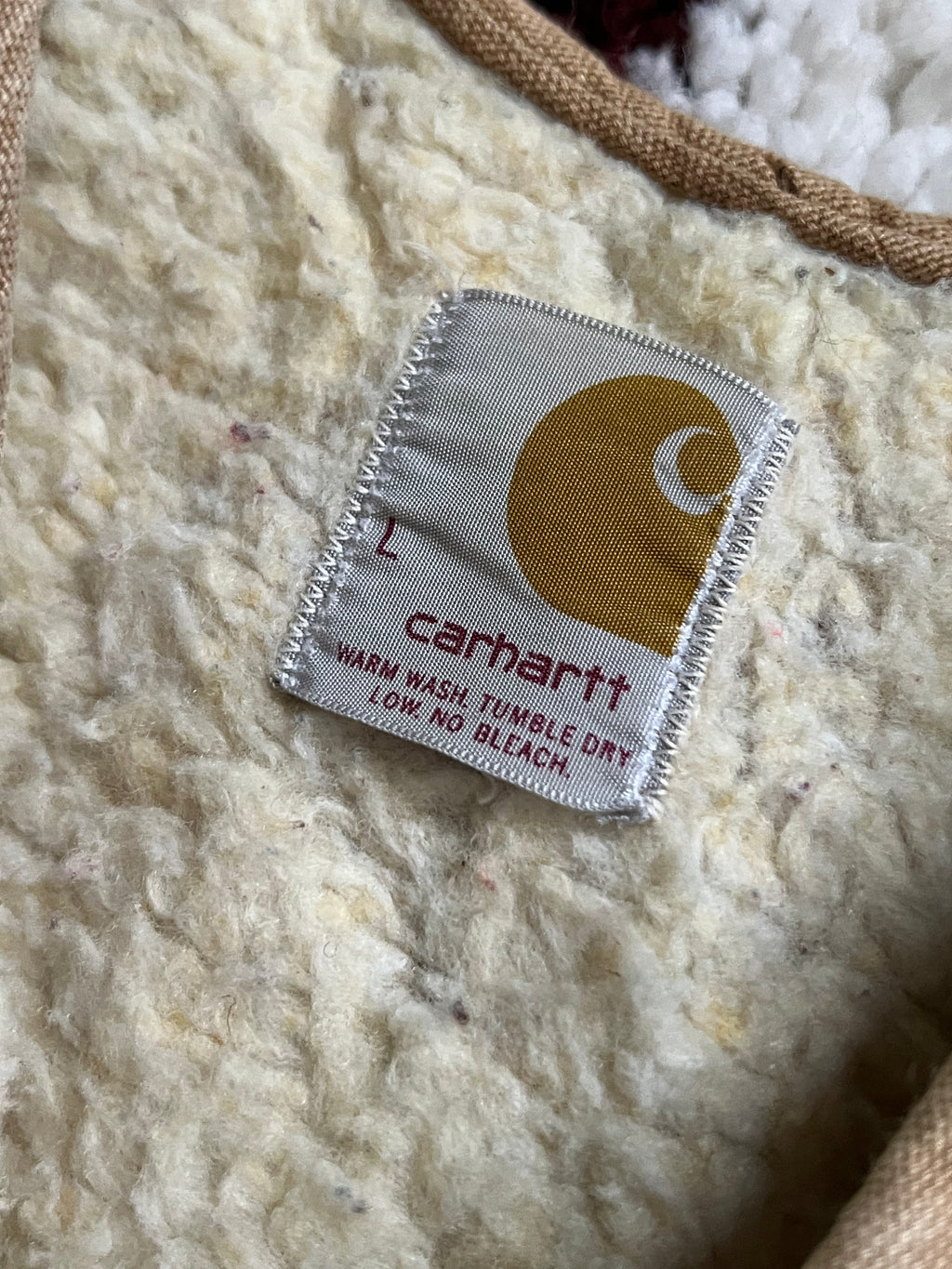 80's Vintage Carhartt Tan Canvas Vest- Sherpa Lined, USA Made