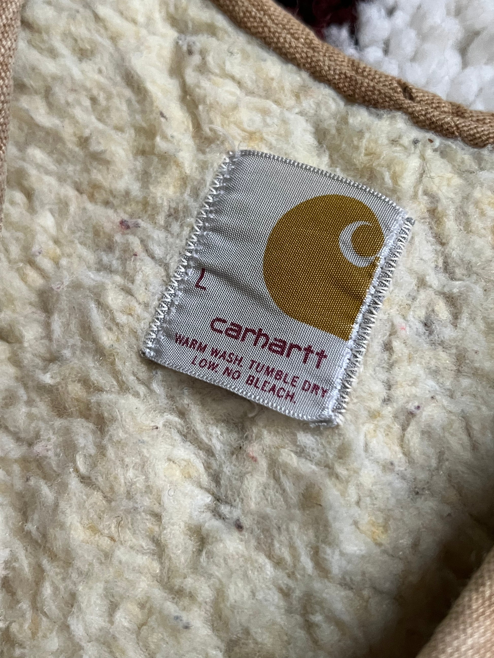80's Vintage Carhartt Tan Canvas Vest- Sherpa Lined, USA Made