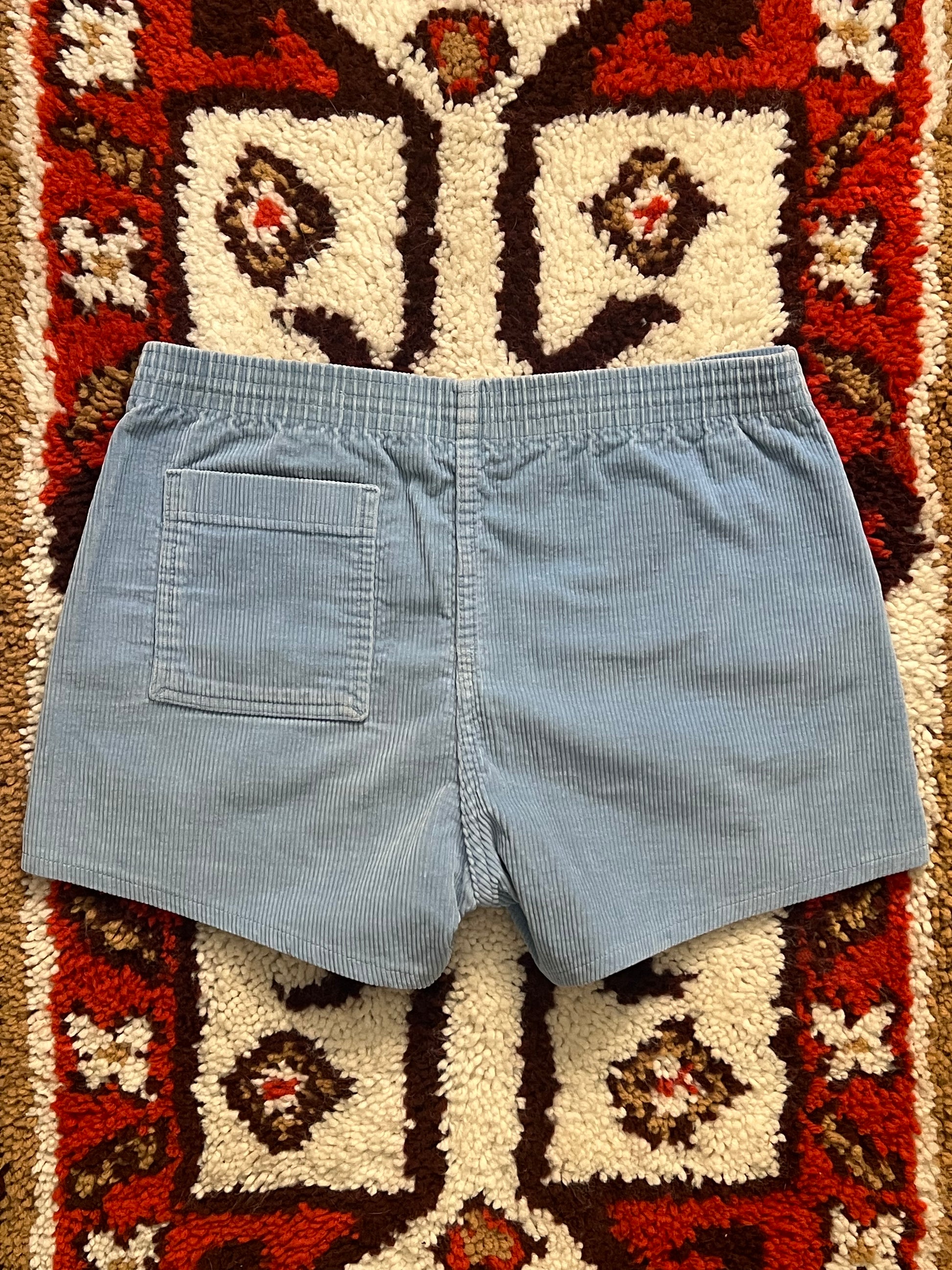 Vintage 1980s Ocean Pacific Blue Corduroy Shorts SIZE M-L- MADE IN USA