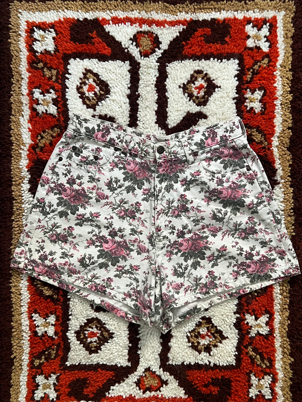 1980s Merona Pink/White Floral Shorts 13/14- MADE IN USA
