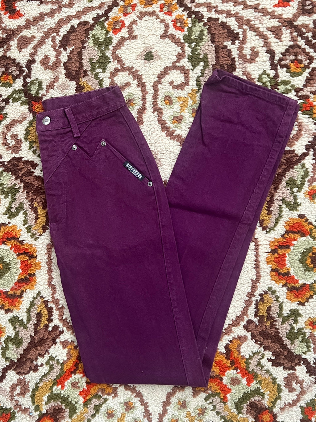 Vintage 1980s Rough Rider By Circle T Plum High-Waisted Jeans Size 3/4- MADE IN USA