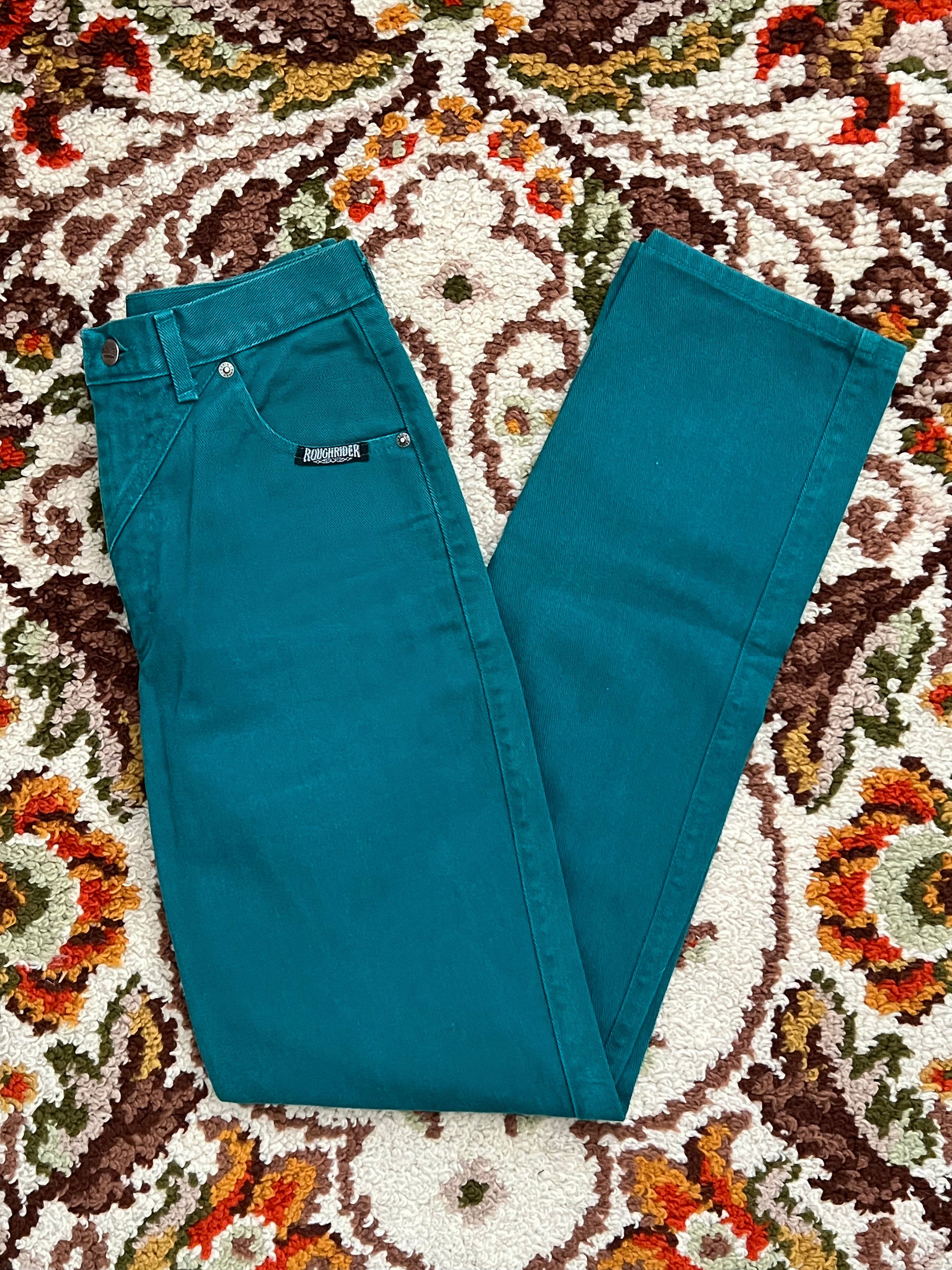 Vintage 1980s Vintage Rough Rider By Circle T Teal High Waisted Size 11/12- MADE IN USA