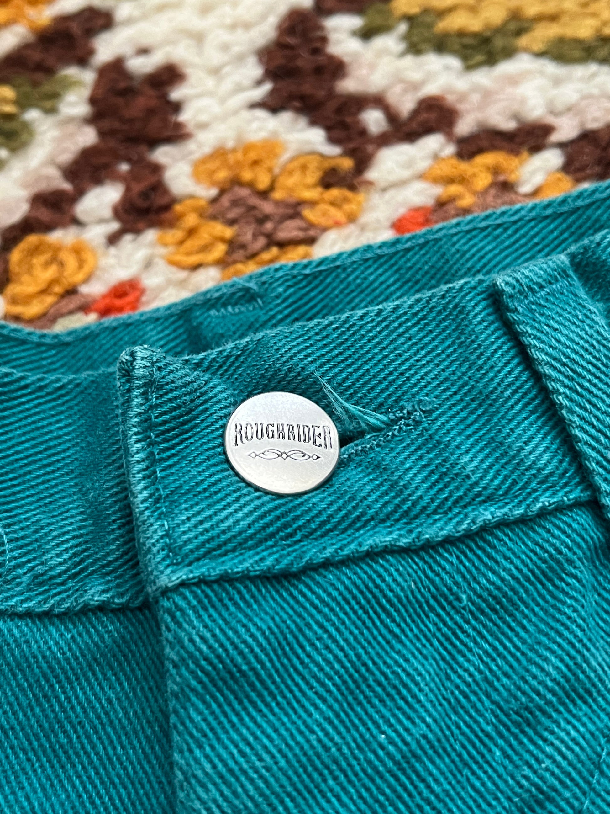 Vintage 1980s Vintage Rough Rider By Circle T Teal High Waisted Size 11/12- MADE IN USA