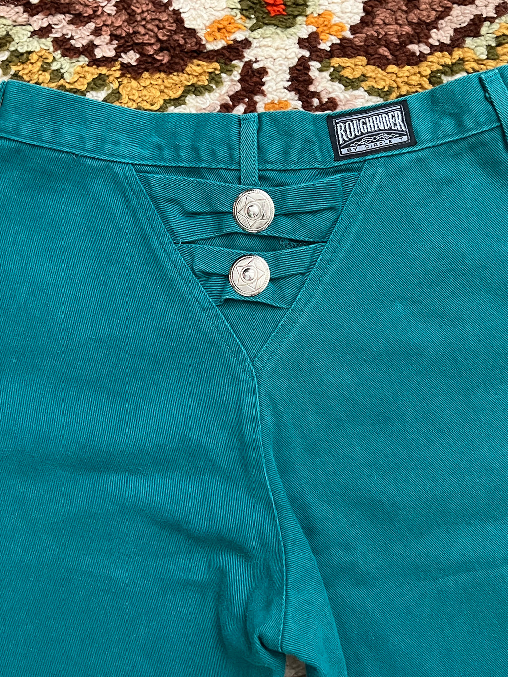 Vintage 1980s Vintage Rough Rider By Circle T Teal High Waisted Size 11/12- MADE IN USA