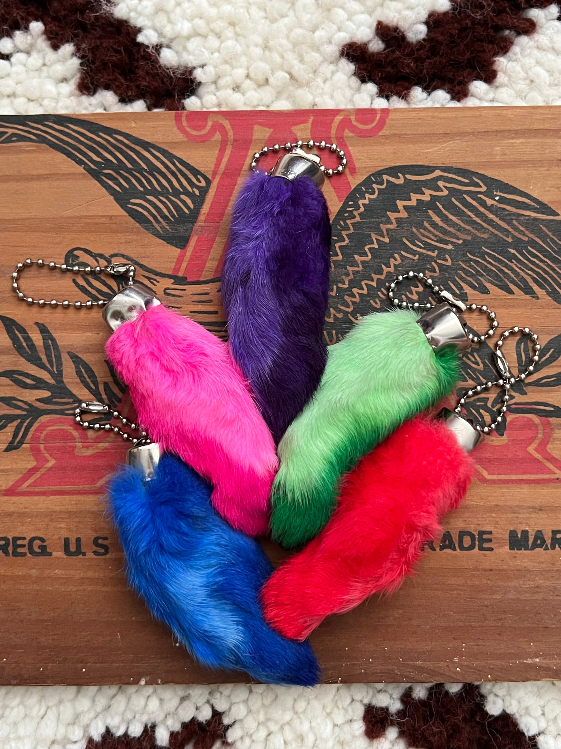Novelty Lucky Rabbit Foot Keychain- Assorted Colors