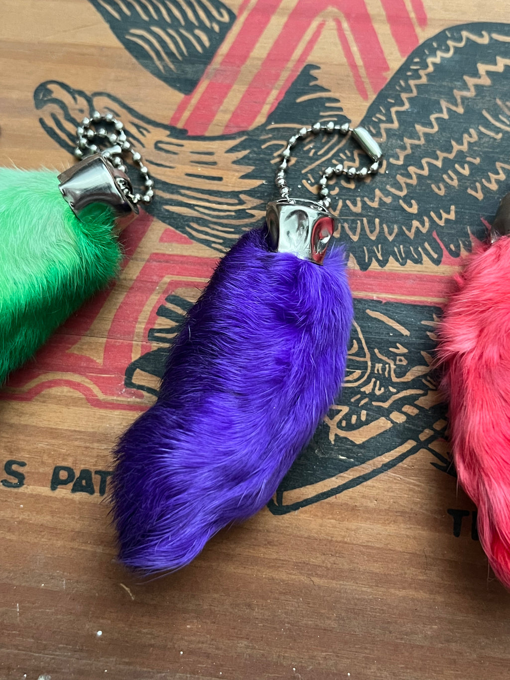 Novelty Lucky Rabbit Foot Keychain- Assorted Colors