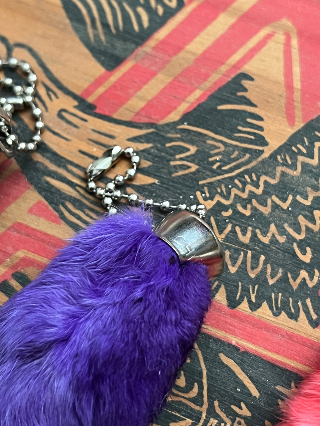 Novelty Lucky Rabbit Foot Keychain- Assorted Colors