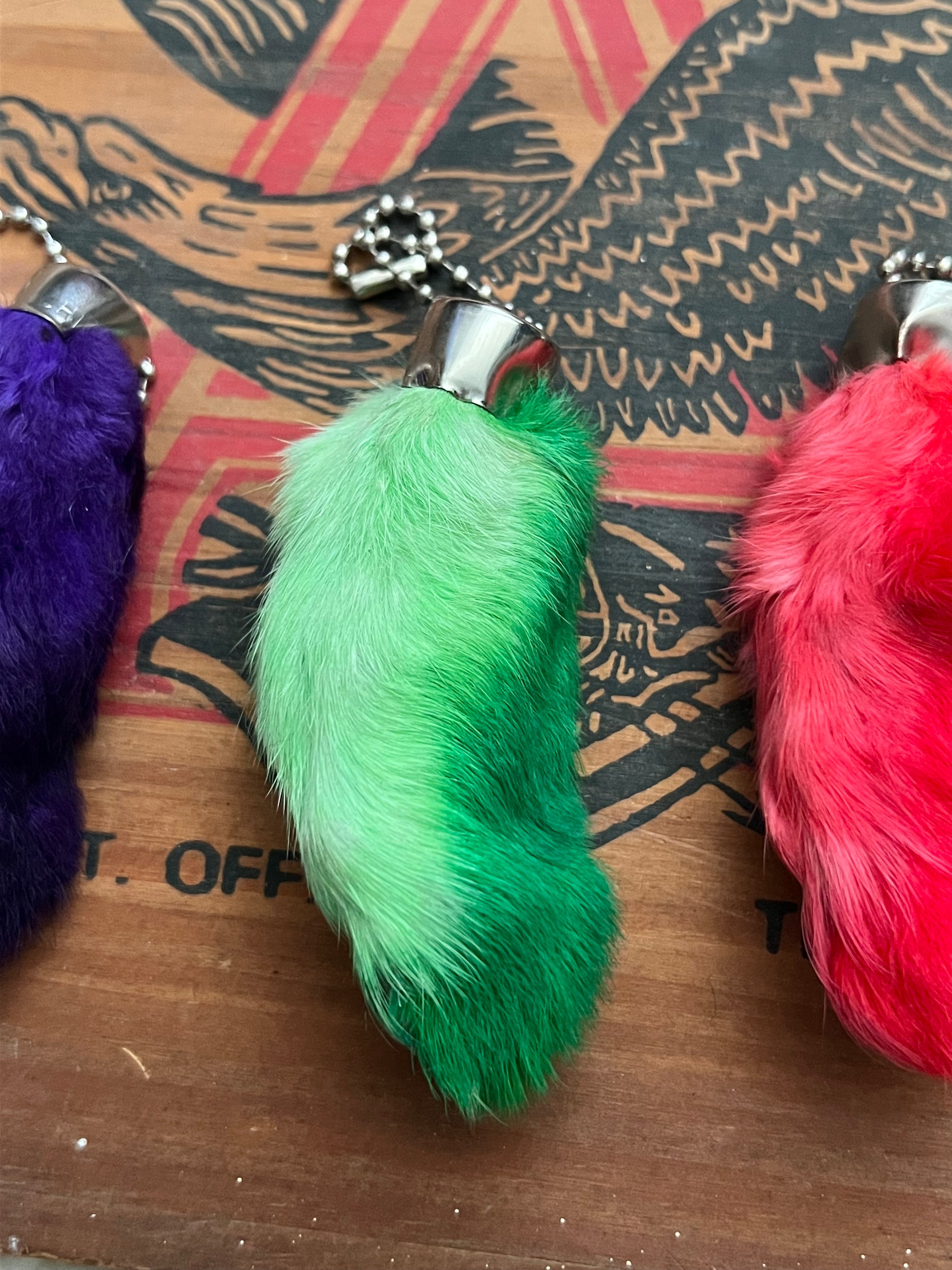 Novelty Lucky Rabbit Foot Keychain- Assorted Colors