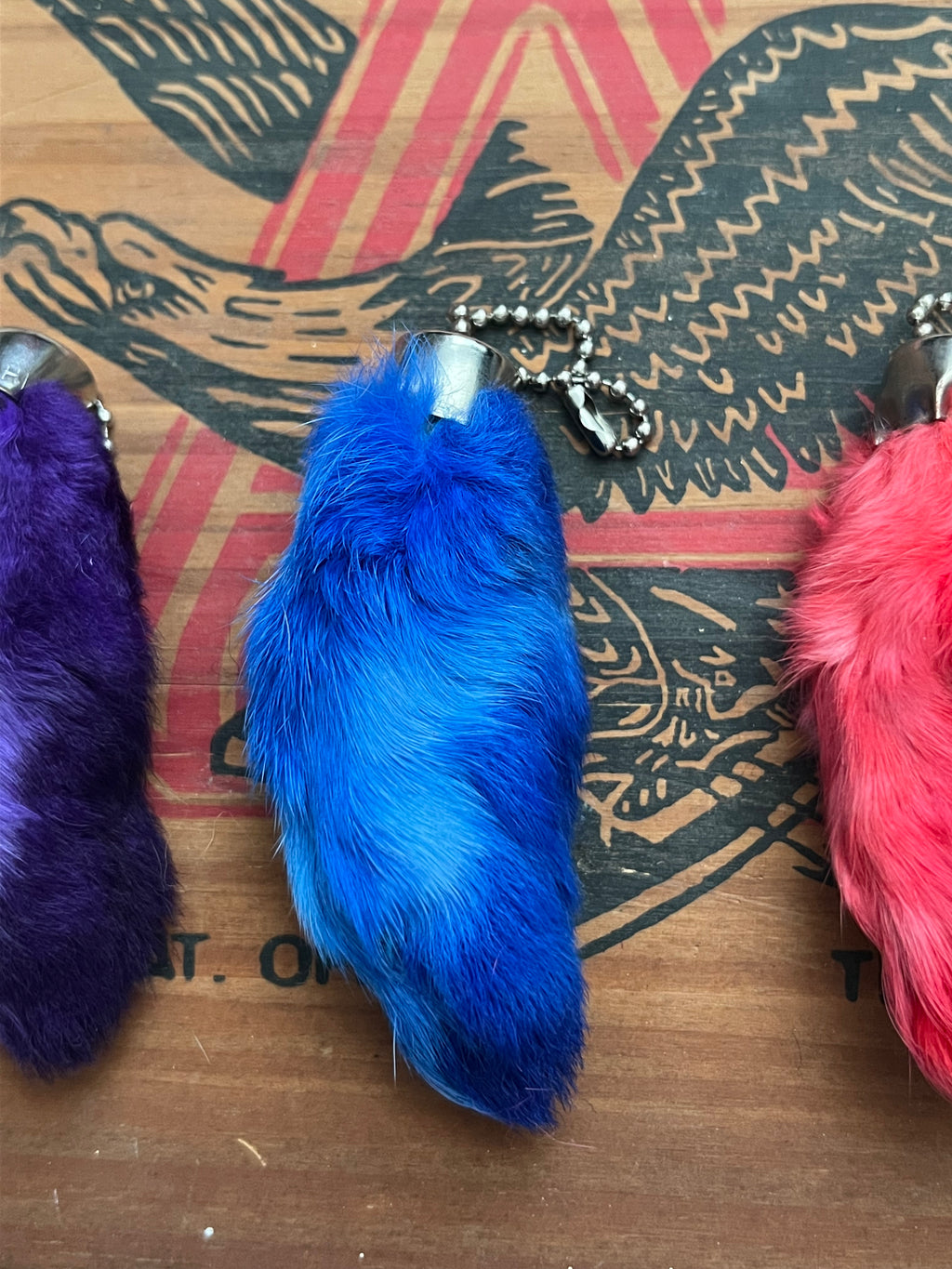 Novelty Lucky Rabbit Foot Keychain- Assorted Colors
