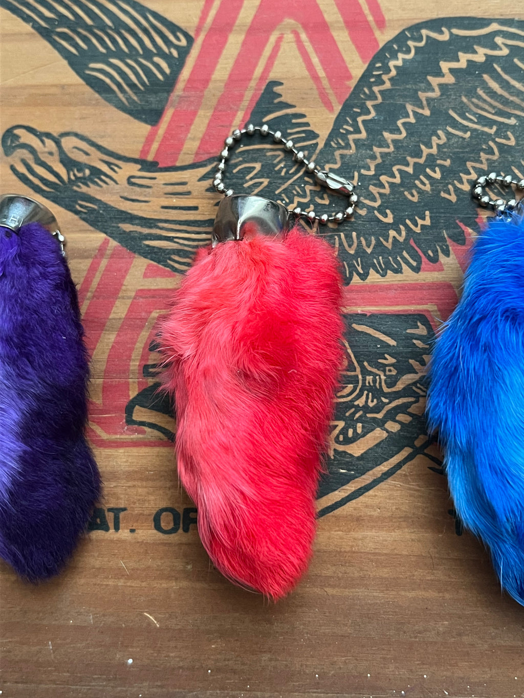 Novelty Lucky Rabbit Foot Keychain- Assorted Colors