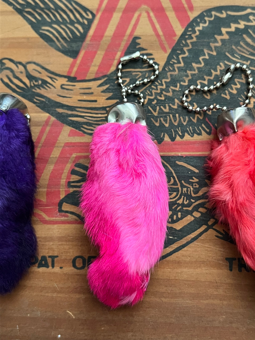 Novelty Lucky Rabbit Foot Keychain- Assorted Colors