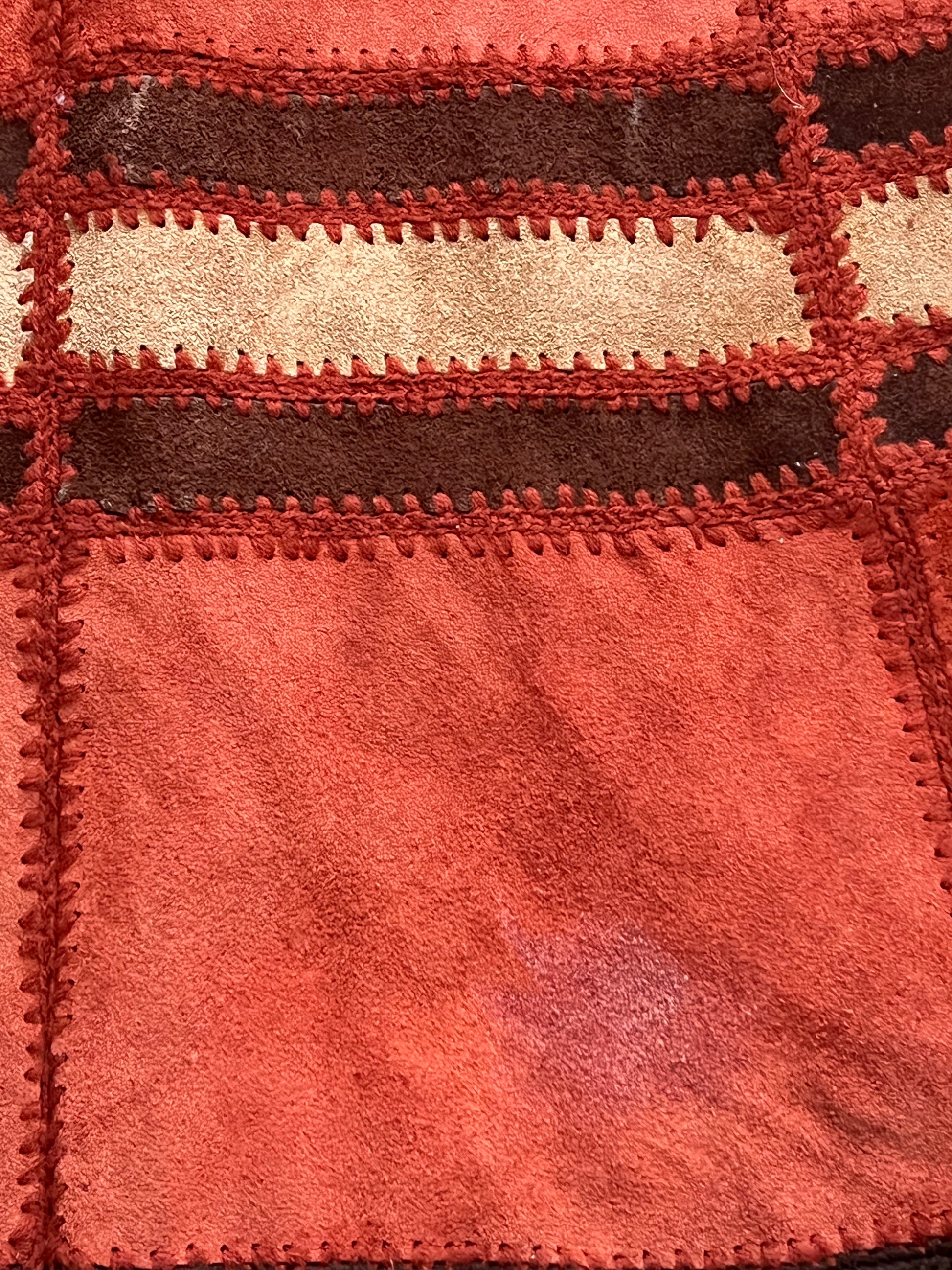 Vintage 1970s Orange/Brown Suede Maxi Skirt Size 12-MADE IN KOREA