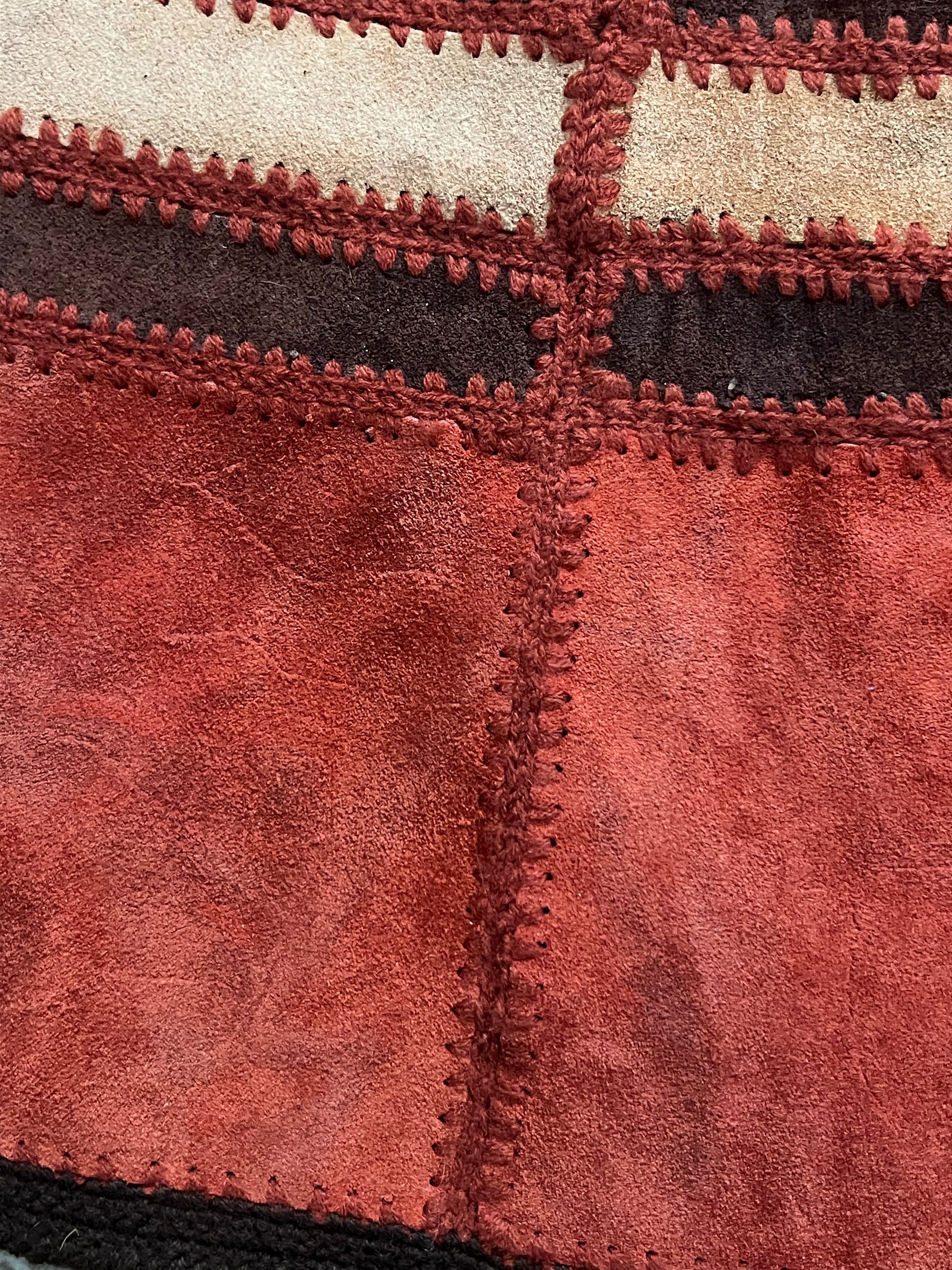 Vintage 1970s Orange/Brown Suede Maxi Skirt Size 12-MADE IN KOREA