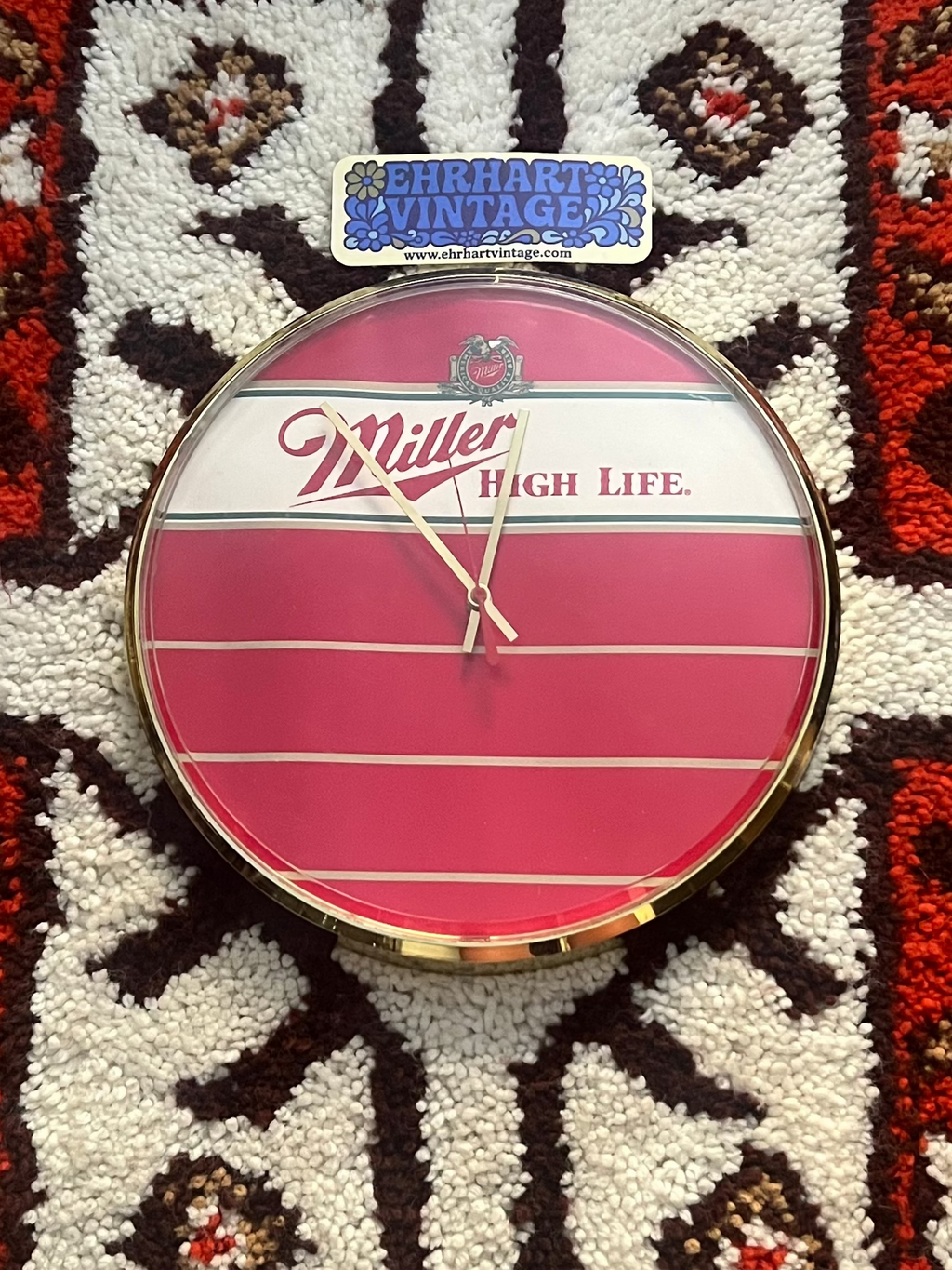 Vintage 1989 Miller High Life Gold/Red/White Wall Clock- MADE IN USA