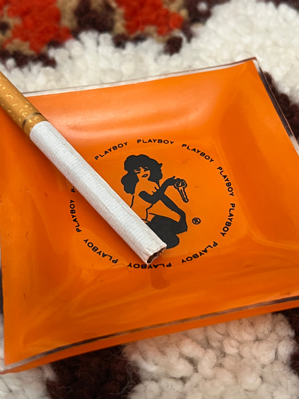 Vintage 1960s Playboy Club Orange Glass Femlin Ashtray- MADE IN USA