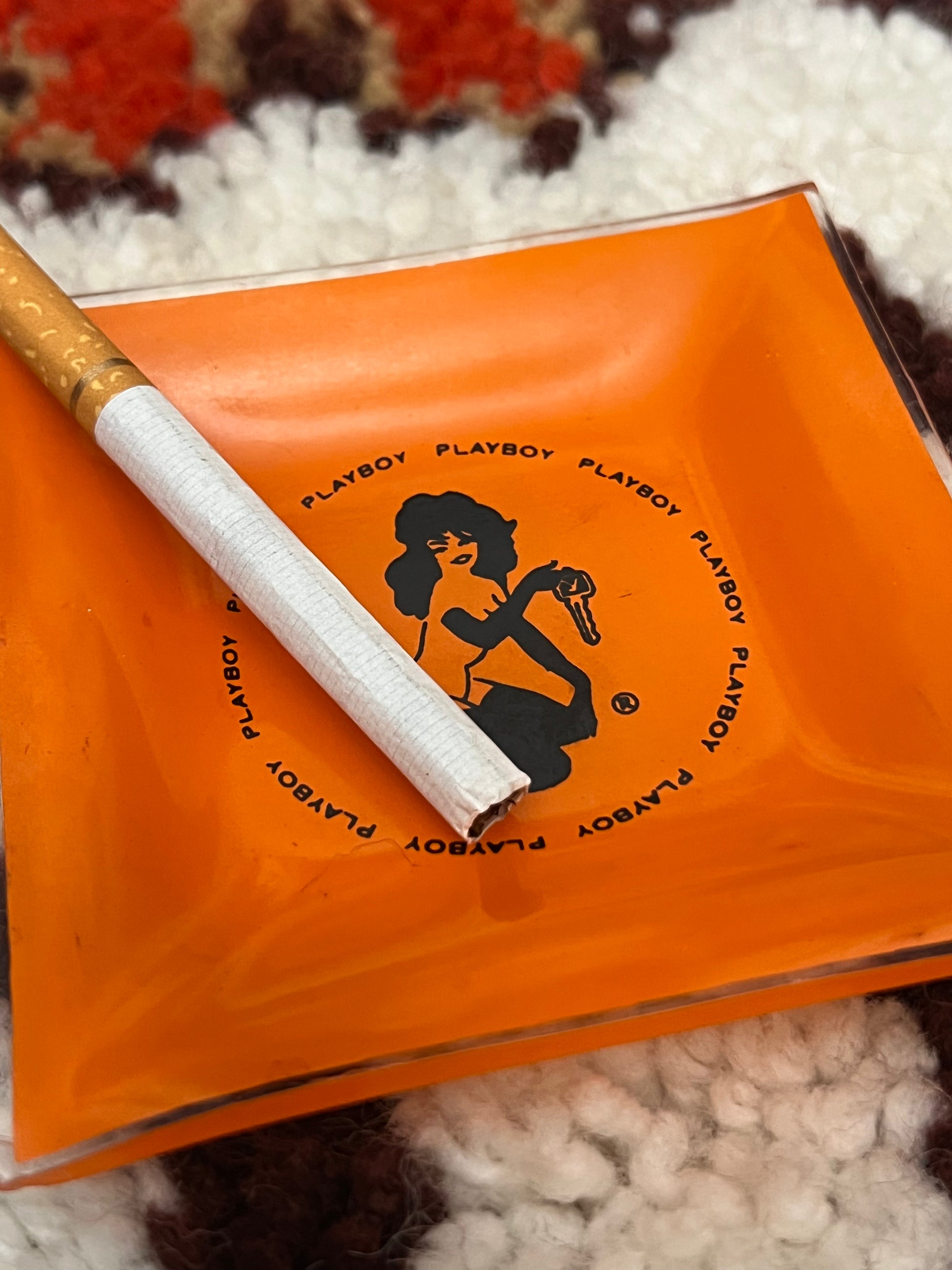 Vintage 1960s Playboy Club Orange Glass Femlin Ashtray- MADE IN USA