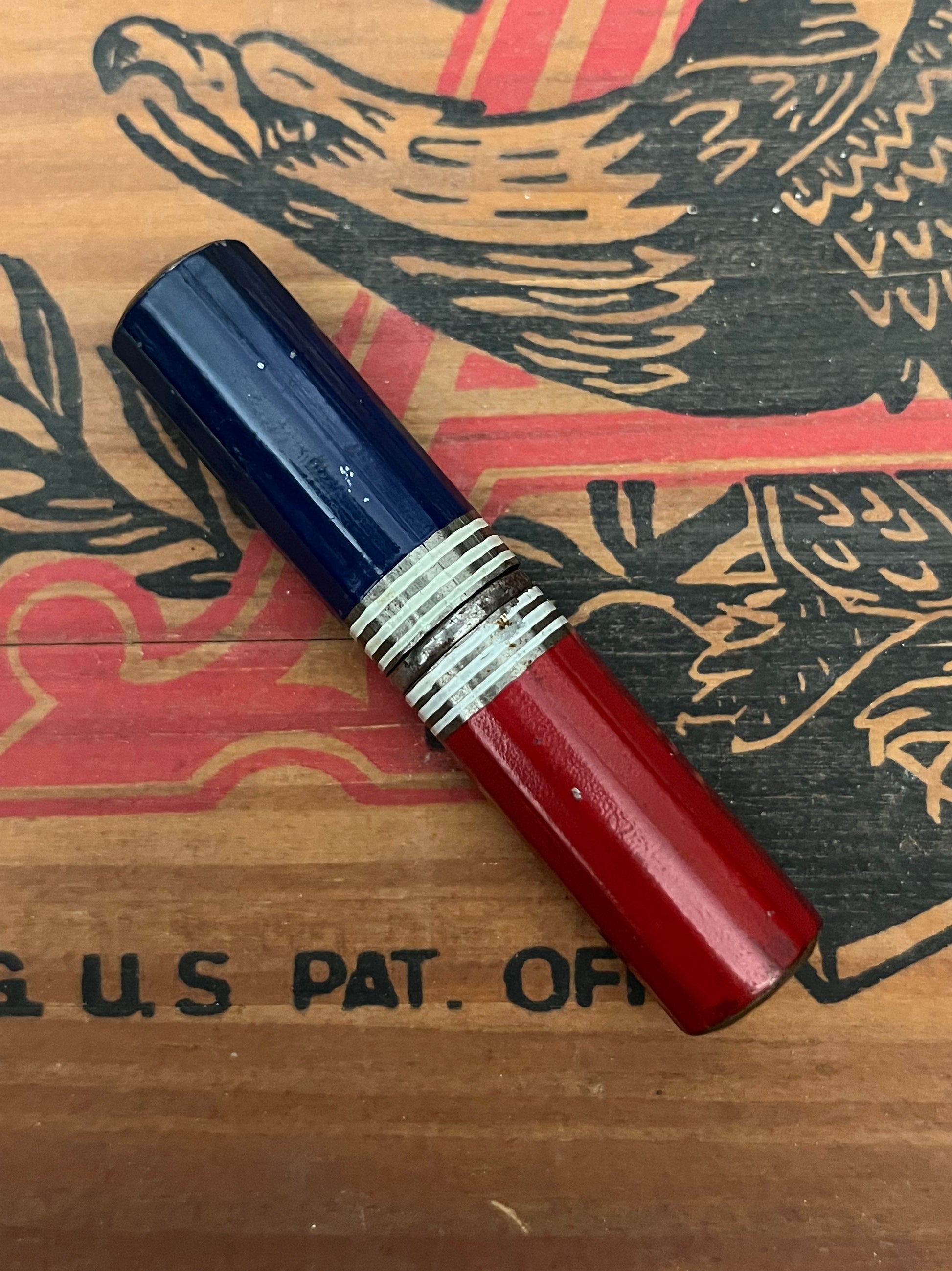 Vintage 1950s Weston Red & Blue Lipstick Lighter- MADE IN USA