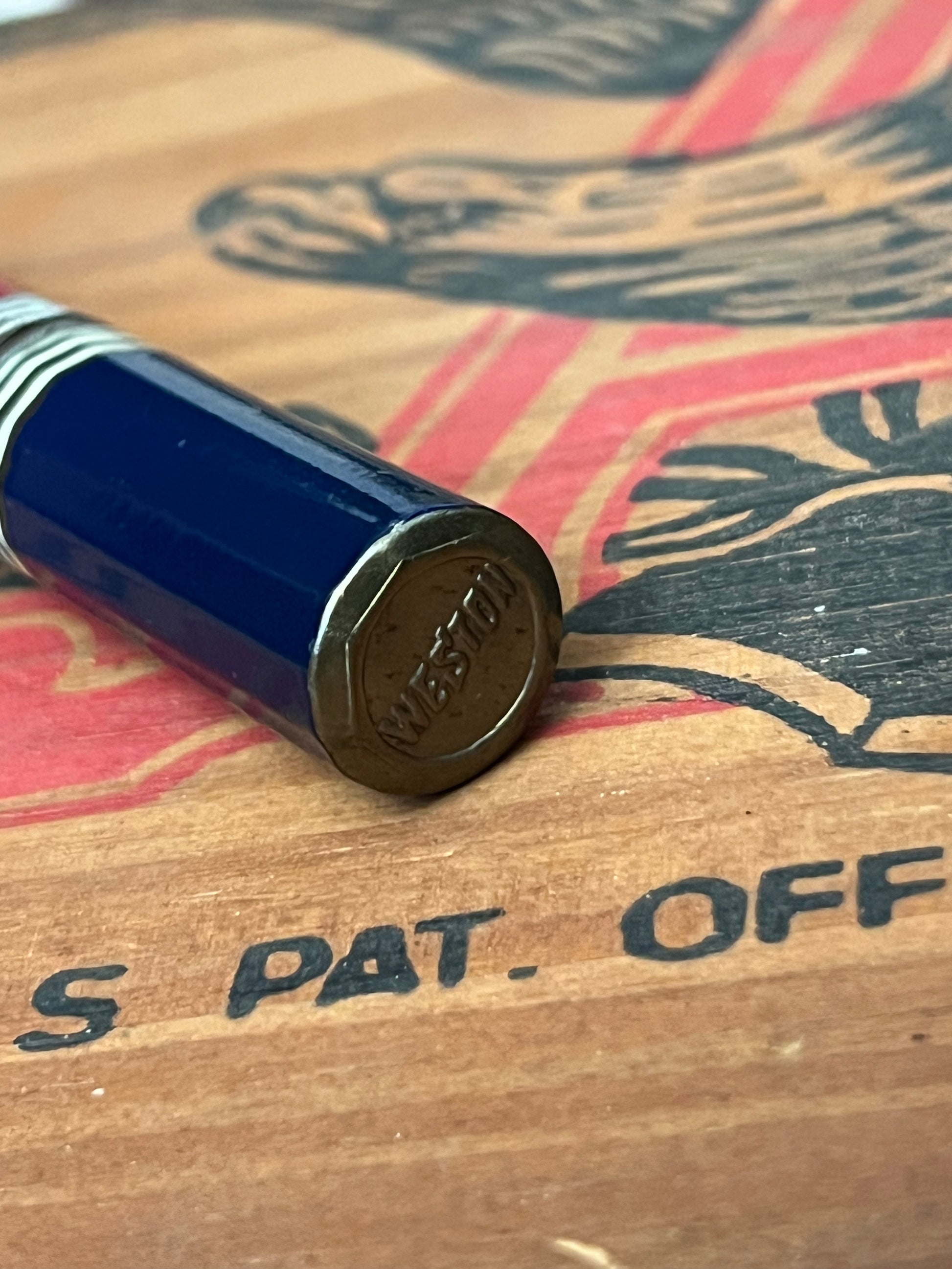Vintage 1950s Weston Red & Blue Lipstick Lighter- MADE IN USA
