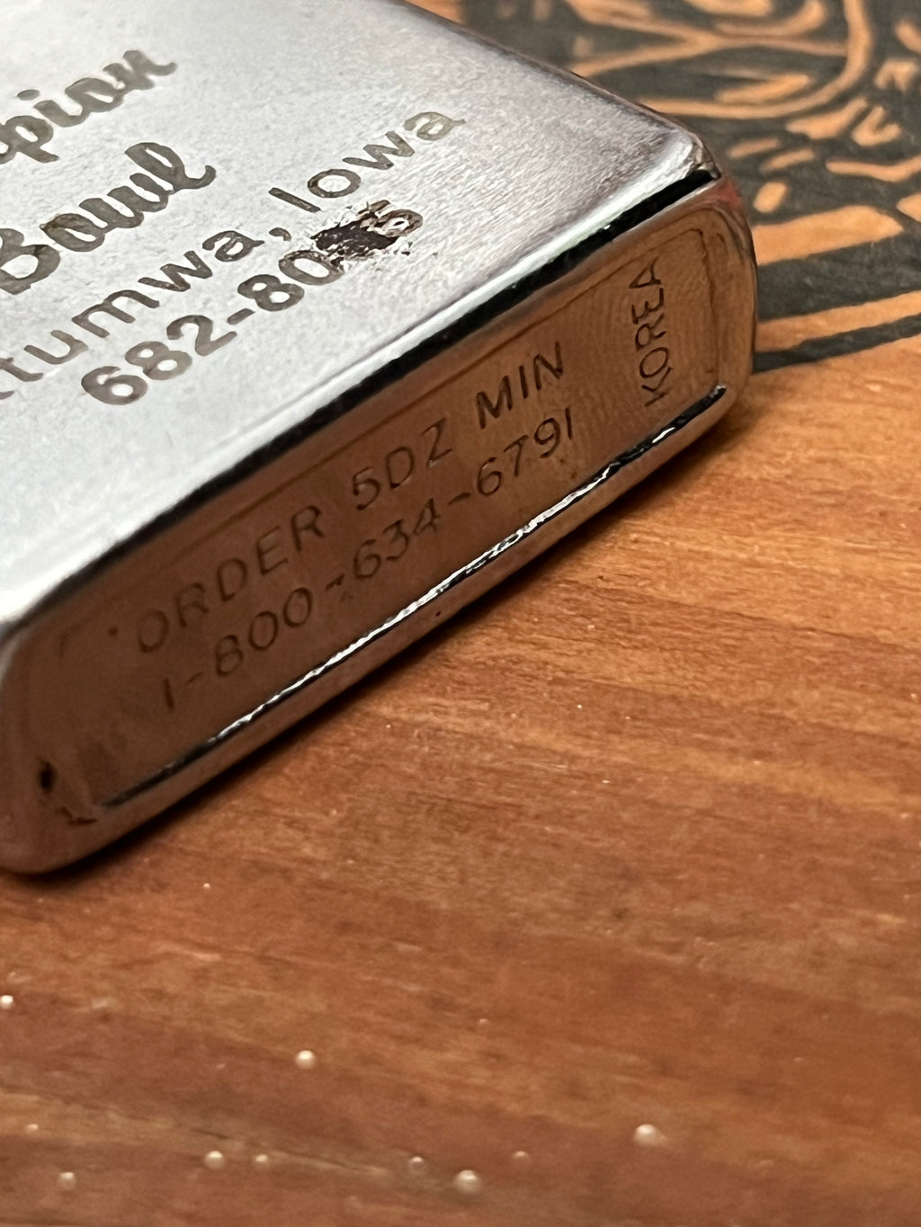 Vintage 1970s-1980s Silver Champion Bowl Ottumwa, IA Advertising Lighter- MADE IN KOREA