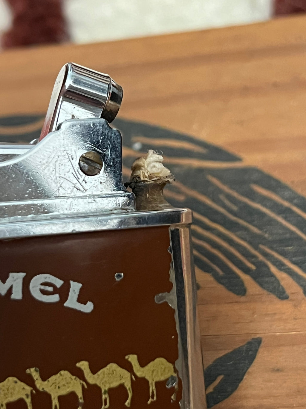 Vintage 1950s Sarome Swallow Silver&  Brown Camel Automatic Lighter- MADE IN JAPAN