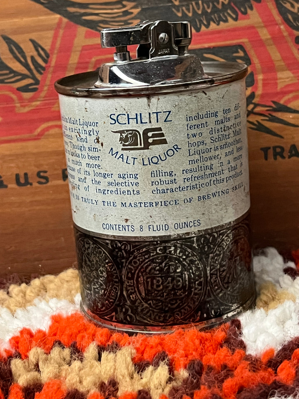 Vintage 1968 Schlitz Malt Liquor Silver  Beer Can Table Lighter- MADE IN JAPAN