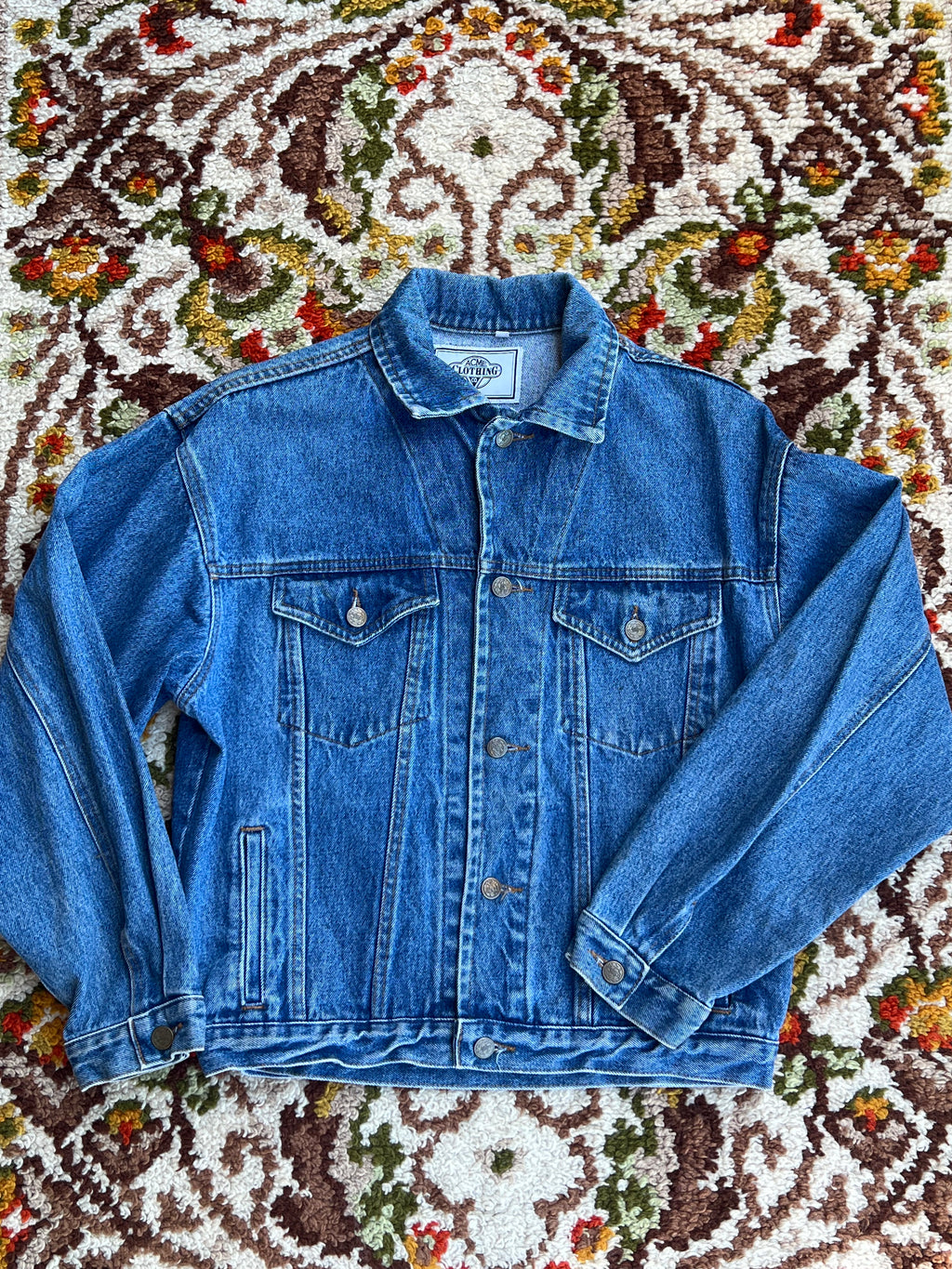 Vintage 1990s Acme Clothing Blue Denim Tazz X Harley Embroidered Jacket Size S-