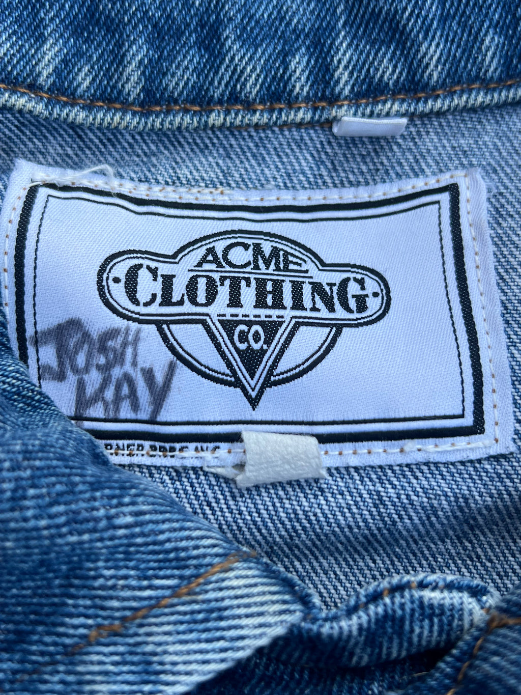 Vintage 1990s Acme Clothing Blue Denim Tazz X Harley Embroidered Jacket Size S-