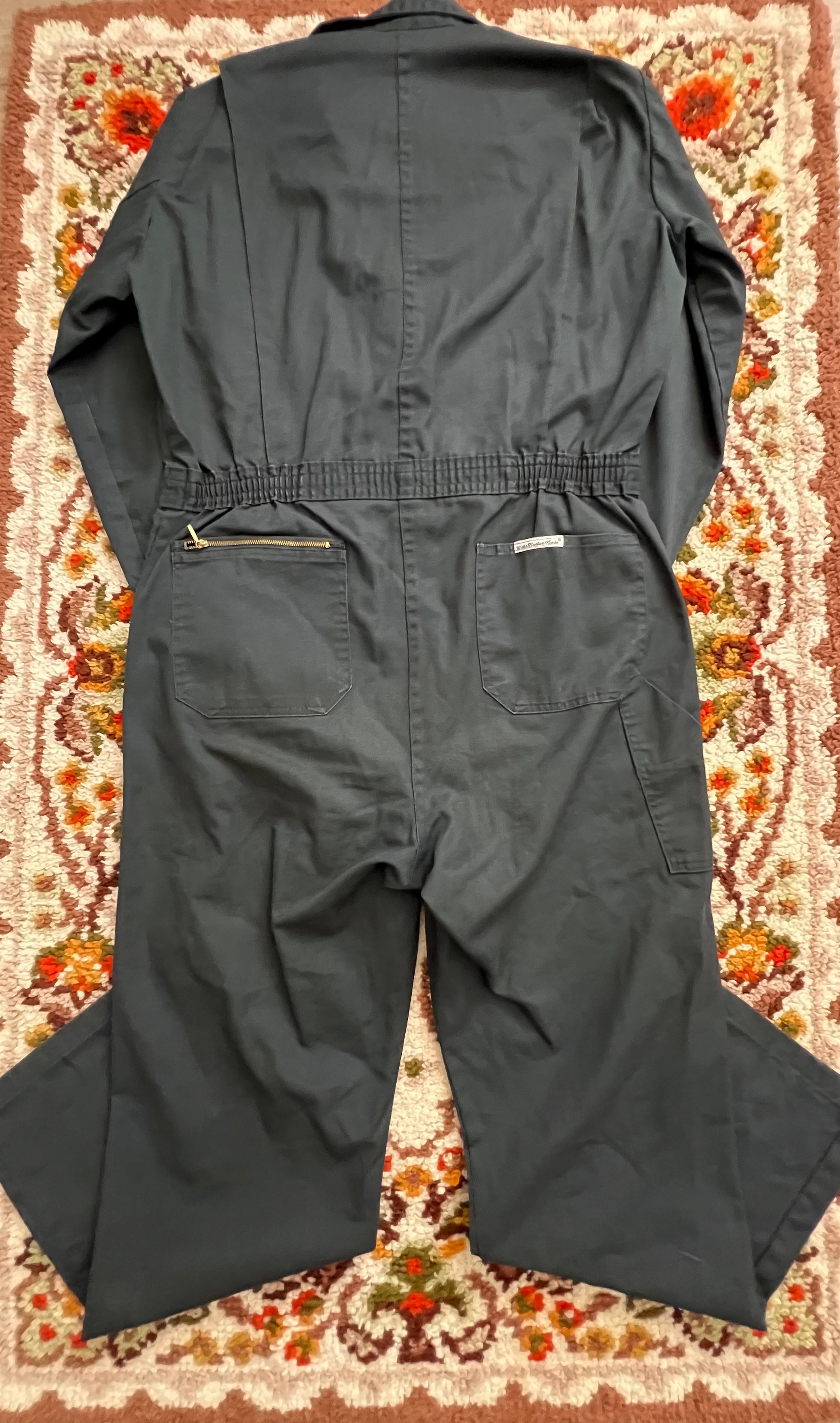 '70s-'80s Walls Vintage Green/Black Long Sleeve Jumpsuit 44