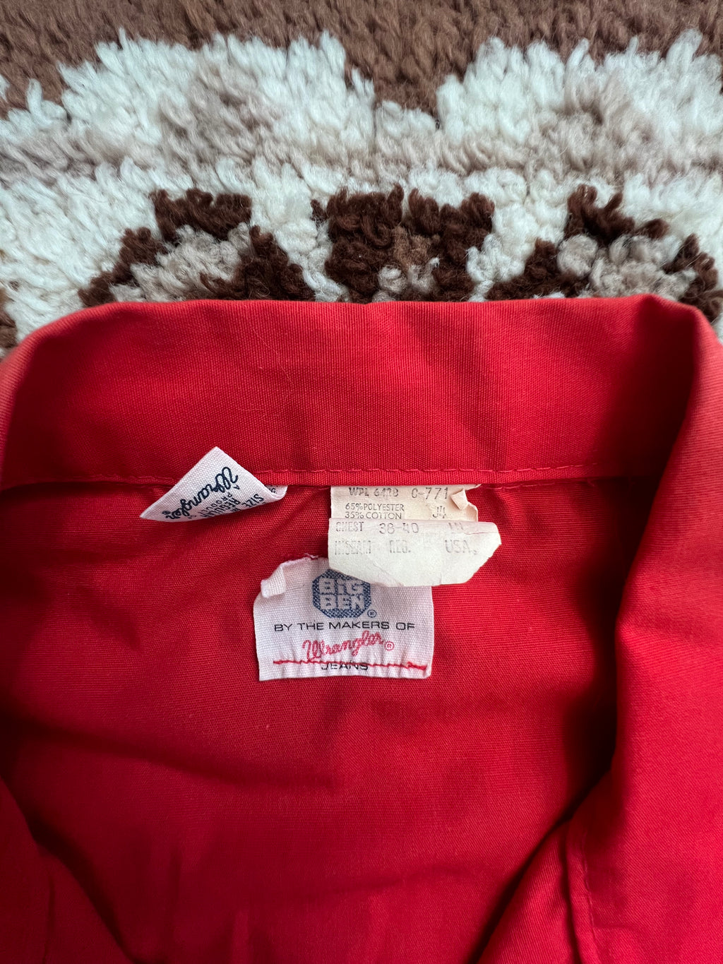 '70s Wrangler Vintage Big-Ben Red Short-Sleeve Jumpsuit W/ Patches M