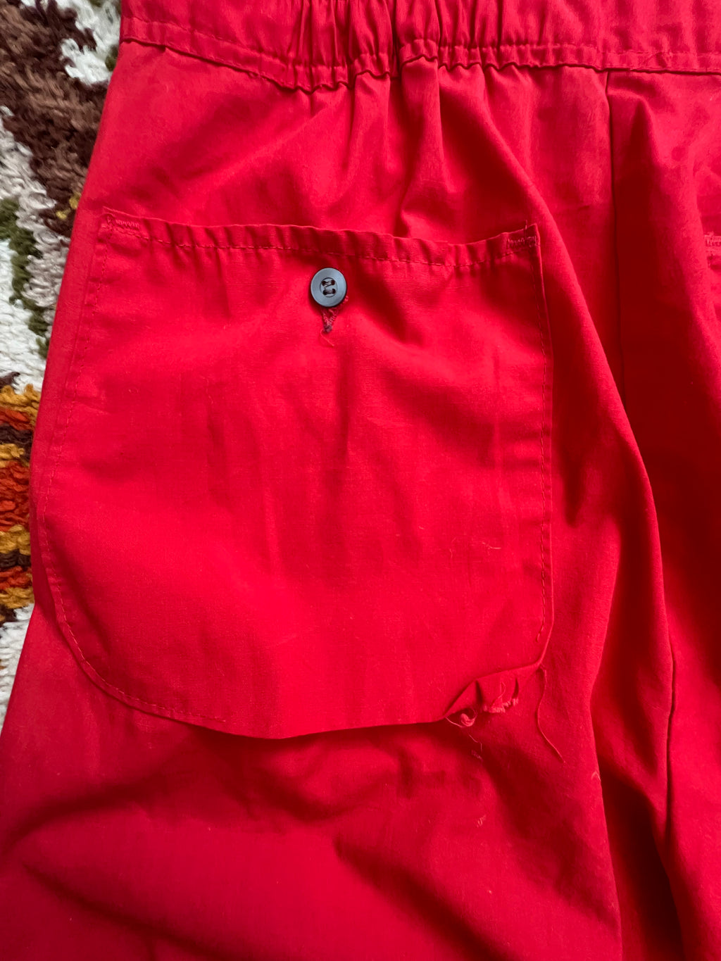 '70s Wrangler Vintage Big-Ben Red Short-Sleeve Jumpsuit W/ Patches M