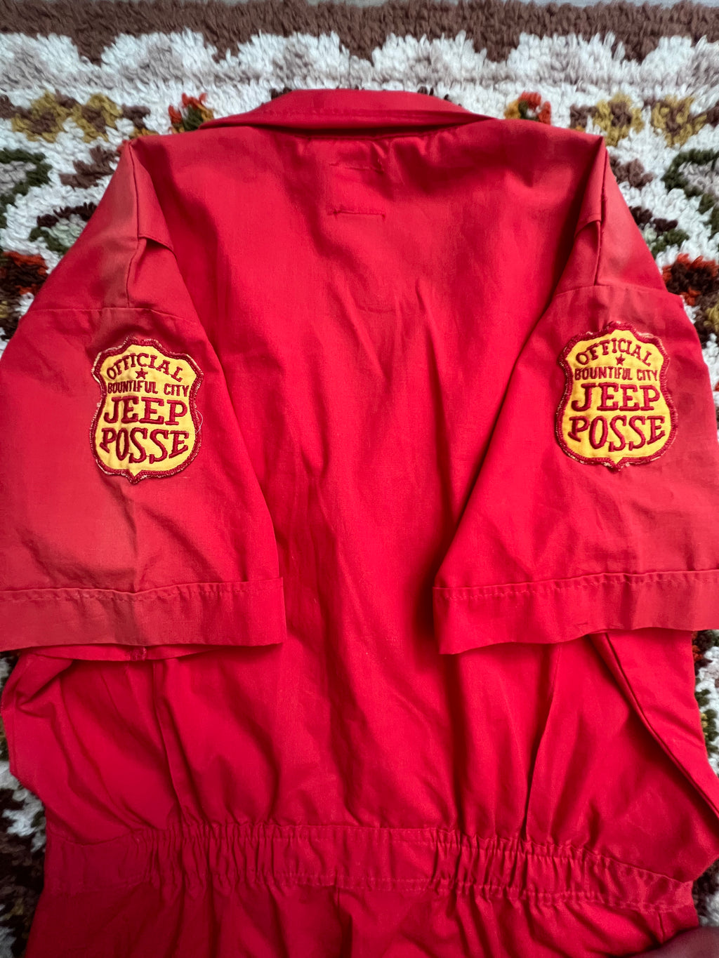 '70s Wrangler Vintage Big-Ben Red Short-Sleeve Jumpsuit W/ Patches M