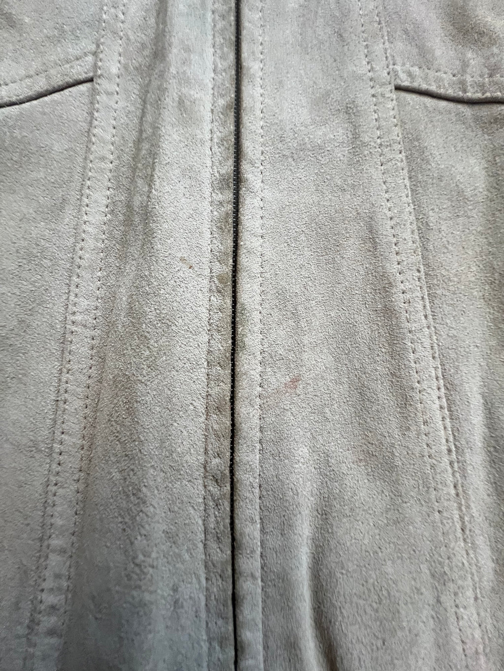 Y2K Escapade Vintage Tan Suede/Knit Long Sleeve Zip-Up Shirt M