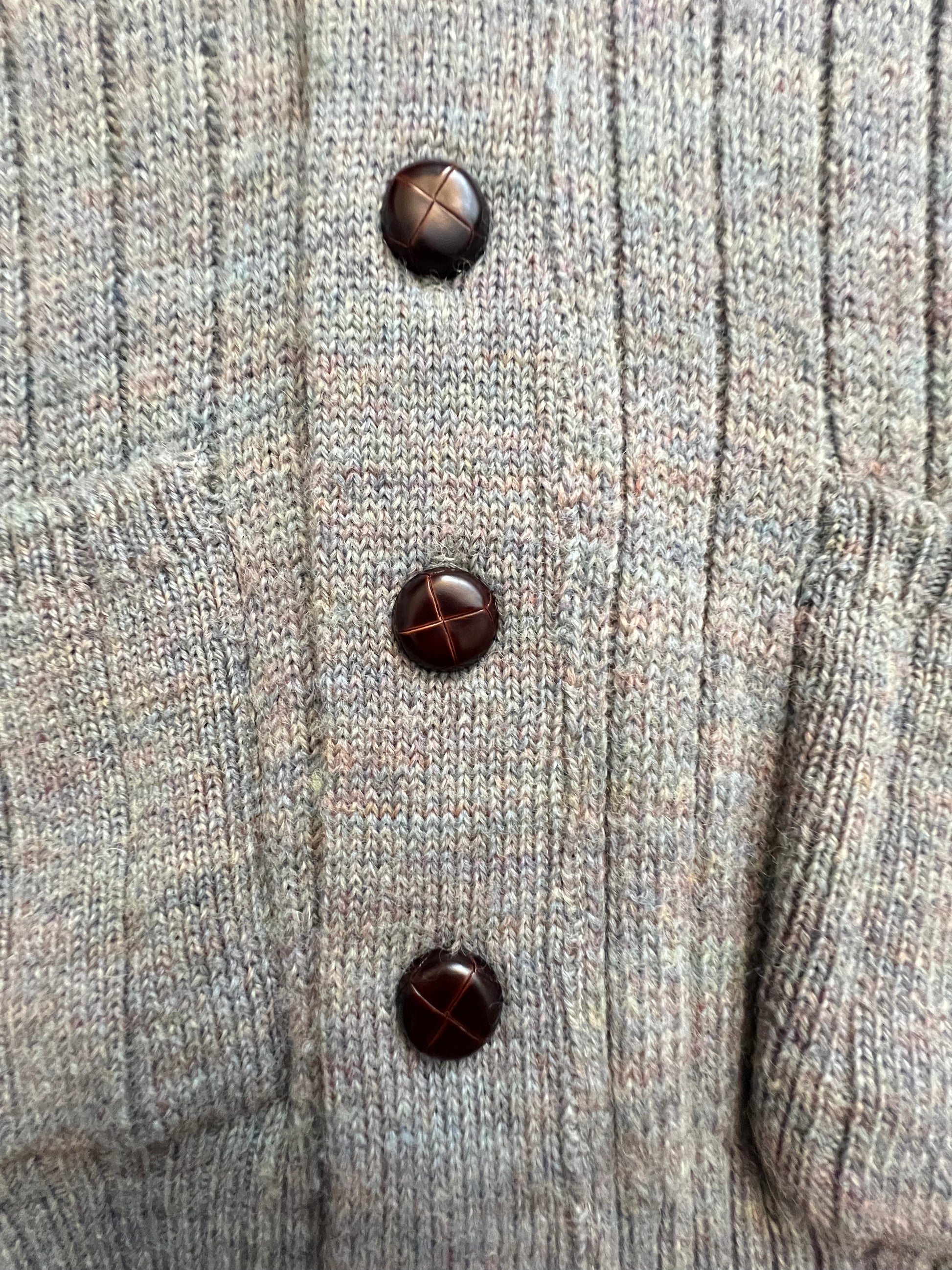 '70s Vintage Gray/Multi-Color Acrylic Button-Up Cardigan