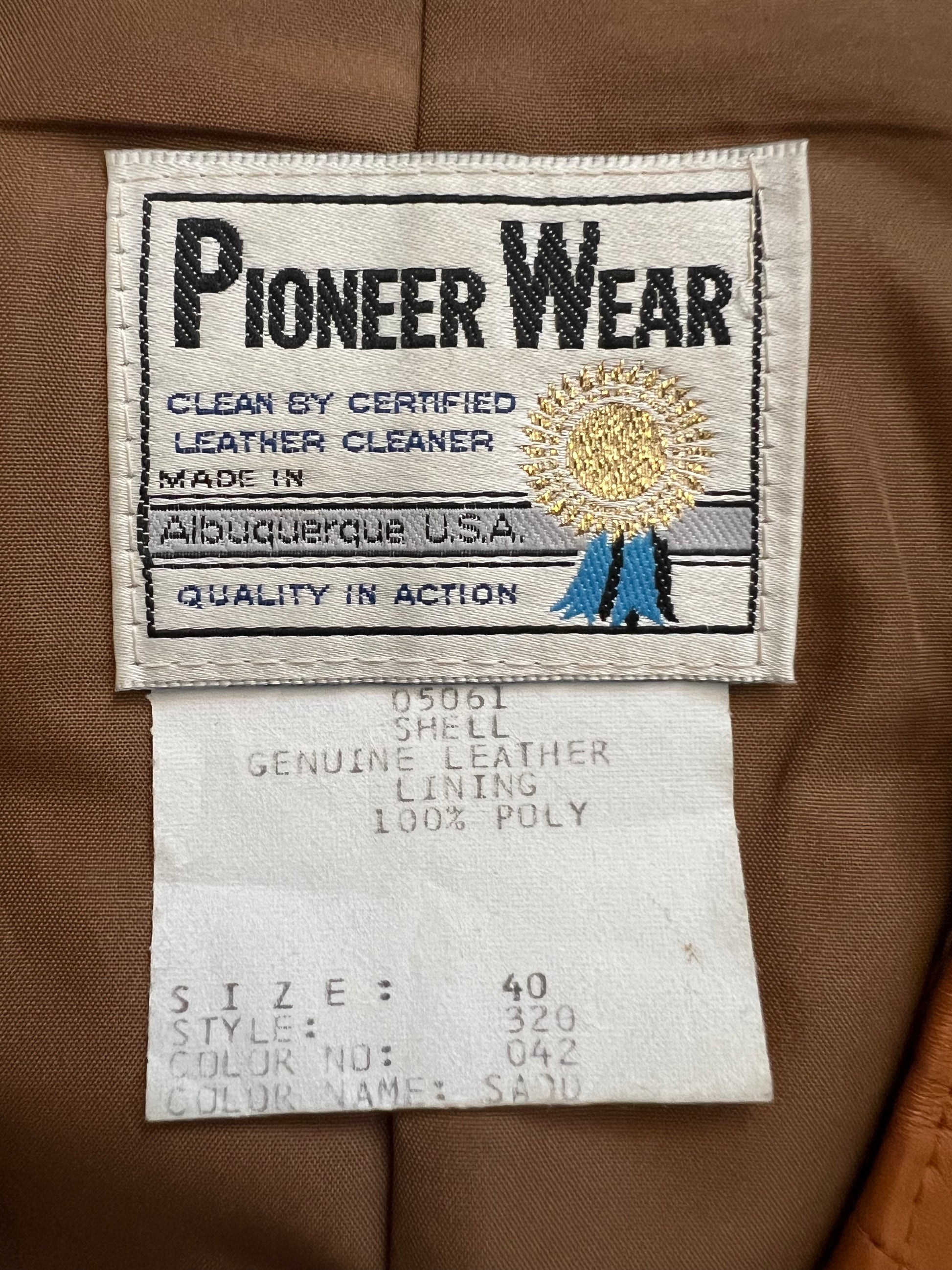 '70s-'80s Pioneer Wear Vintage Tan/Orange Leather Button-Up Vest 40