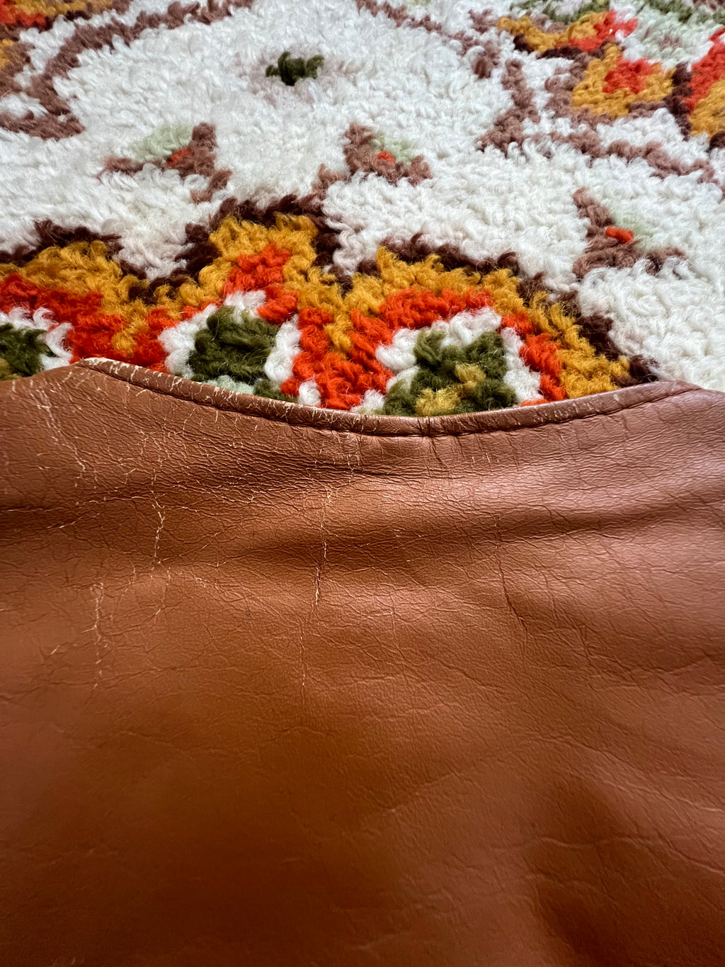 '70s-'80s Pioneer Wear Vintage Tan/Orange Leather Button-Up Vest 40