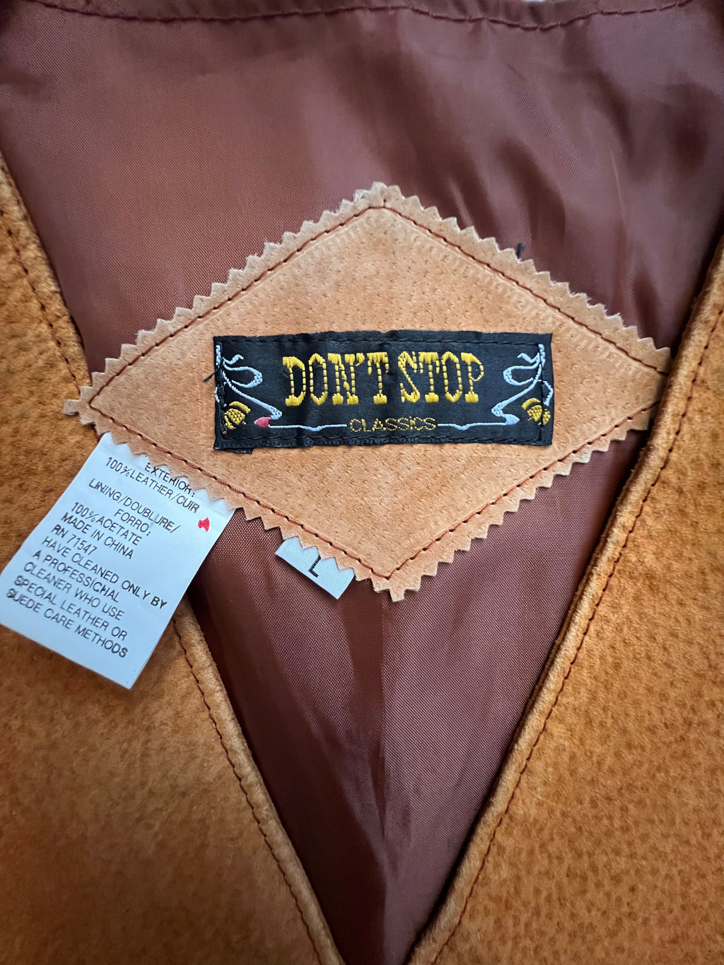 '90s-Y2K Don't Stop Vintage Tan/Orange Suede VestL