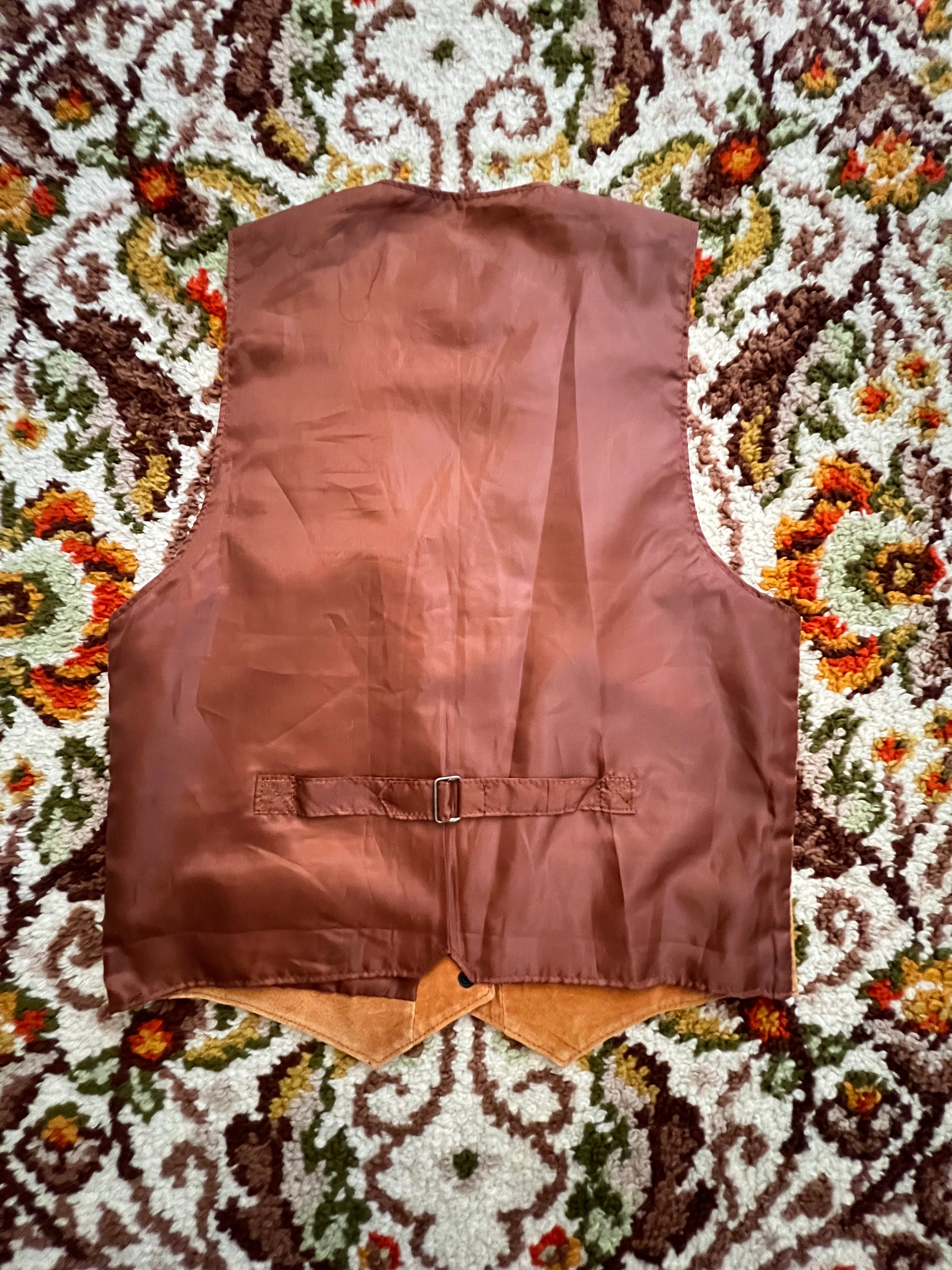 '90s-Y2K Don't Stop Vintage Tan/Orange Suede VestL